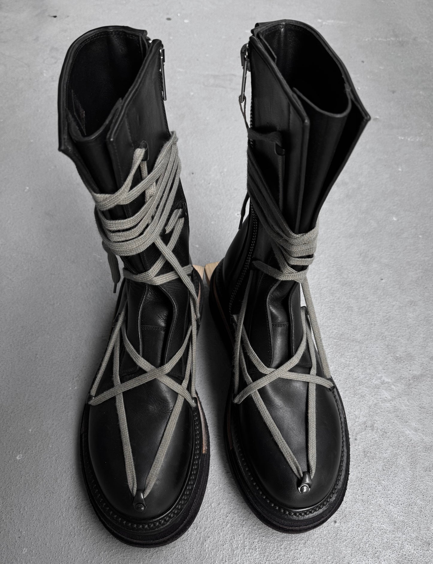 *SAMPLE* Rick Owens AW17 “GLITTER” Lego Platform Sole Pentagram Leather Boots