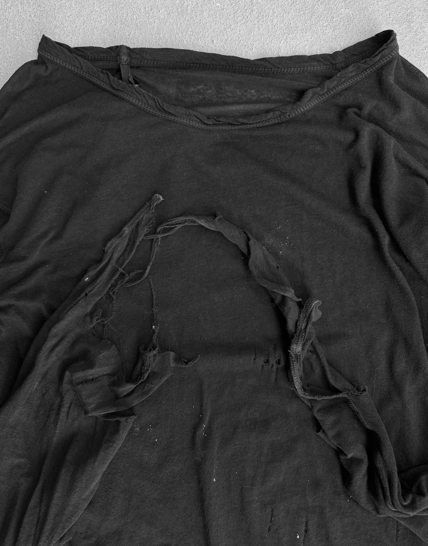 Boris Bidjan Saberi AW14-15 Black Object-dyed Asymmetrical Raw Hem Long-sleeves