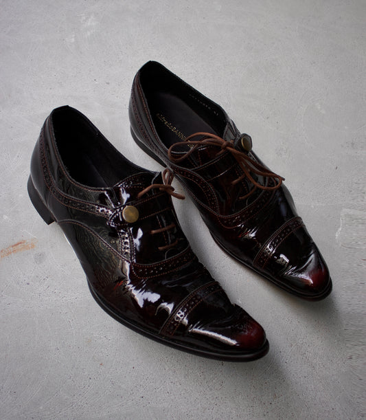 alfredoBANNISTER Early 00s Patent Leather Pointy Toe Derbies