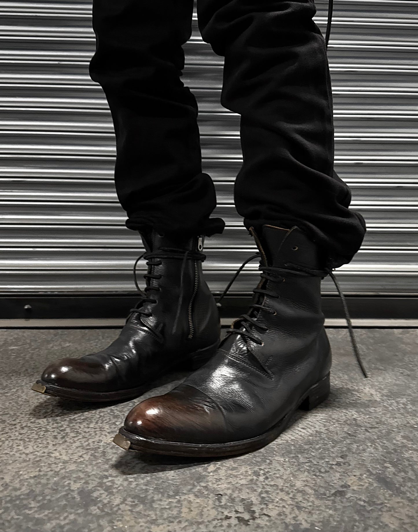 MiharaYasuhiro SS08 Distressed Leather Cap-Toe Military Heel Boots