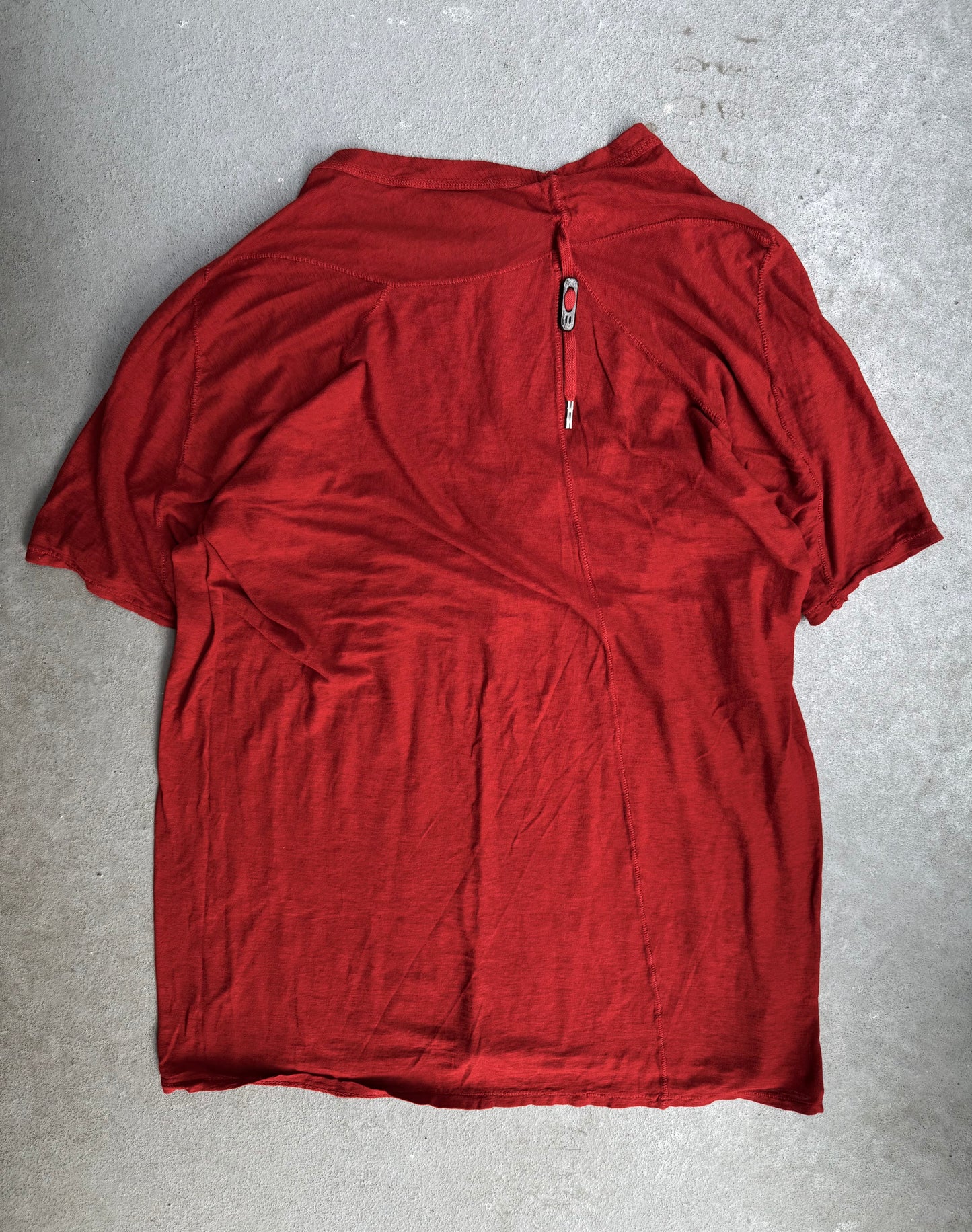 Boris Bidjan Saberi AW15 Overlock ‘TS1-TF’ Red Obejct-dyed T-shirt