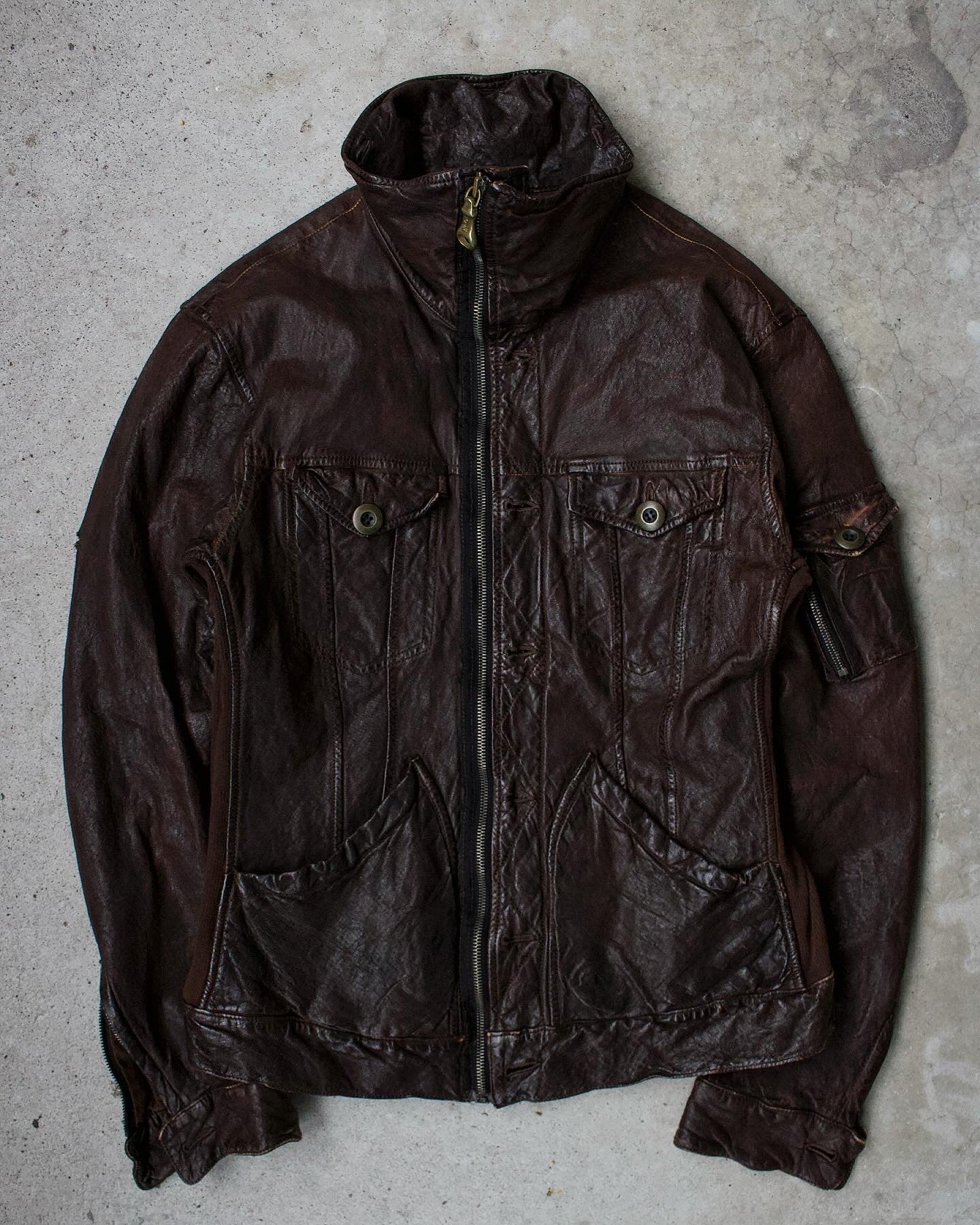 Kyoji Maruyama AW05 Crush Cowhide Leather Jacket