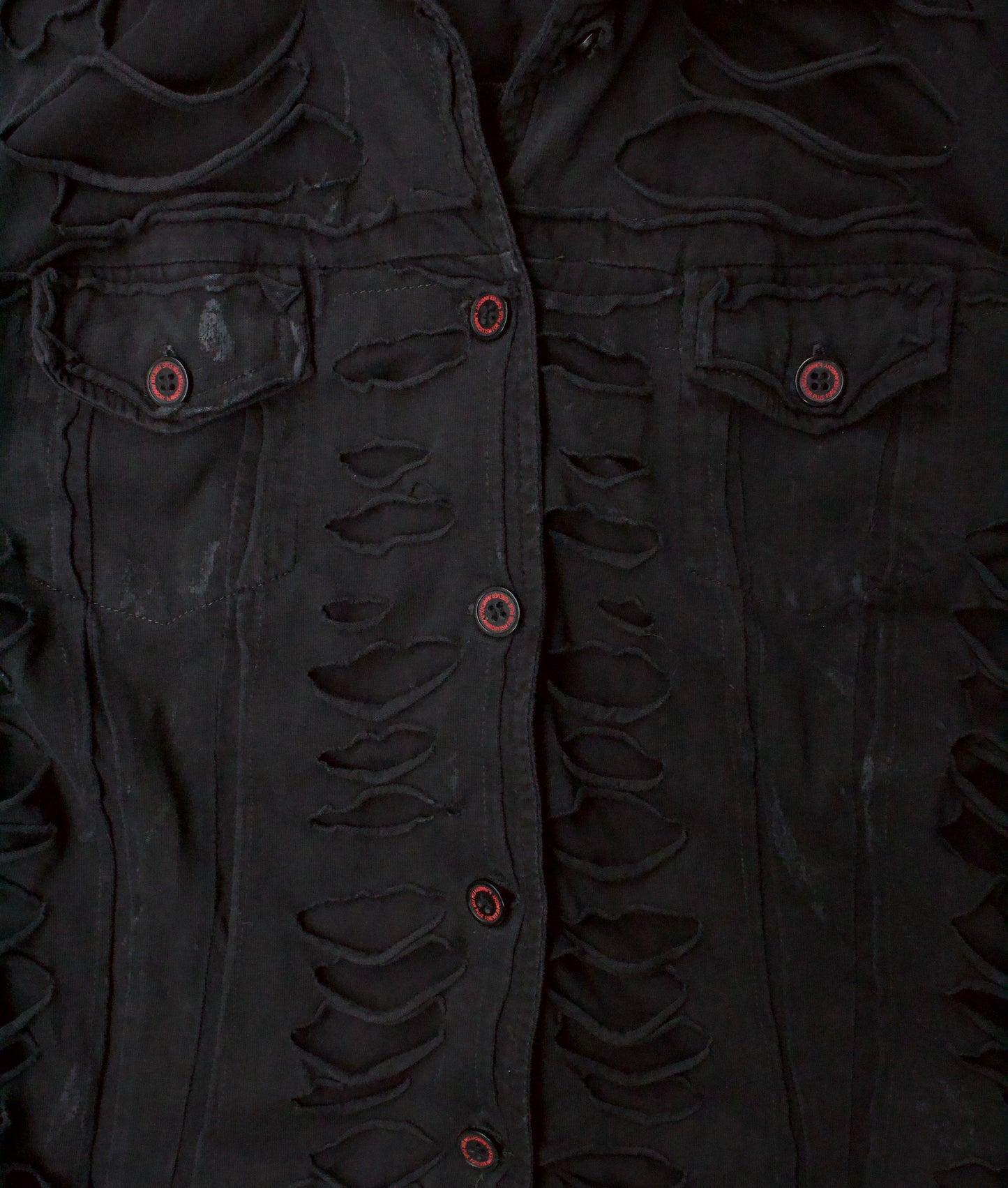 h.NAOTO H.ANARCHYISM for PLUS 00s Distressed Cut-out Buttons Jacket