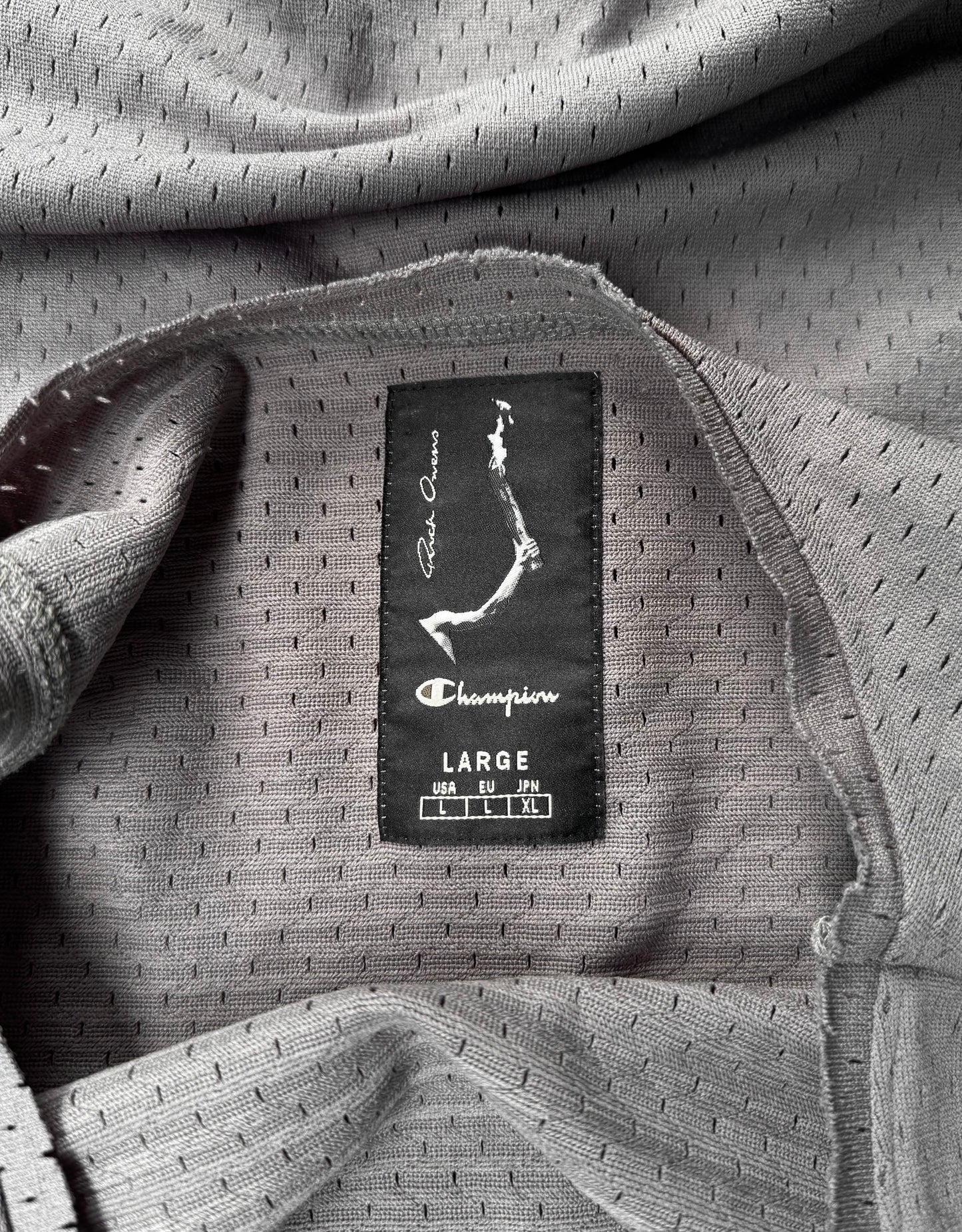 Rick Owens x CHAMPION SS21 “PHLEGETHON” Grey Bodysuit Snap Mesh Tank-top