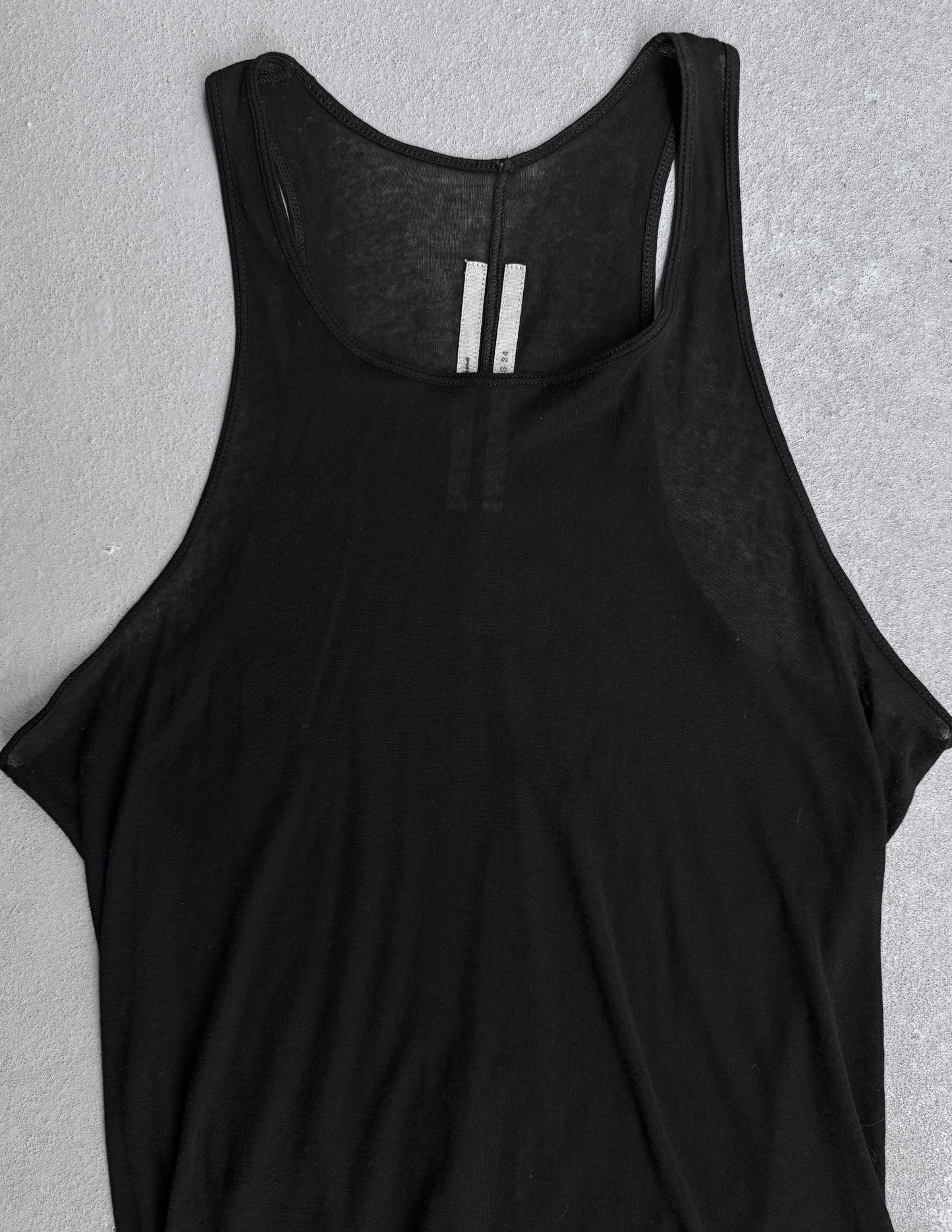 Rick Owens SS24 “LIDO” Black Sheer D-Flap Tank Top