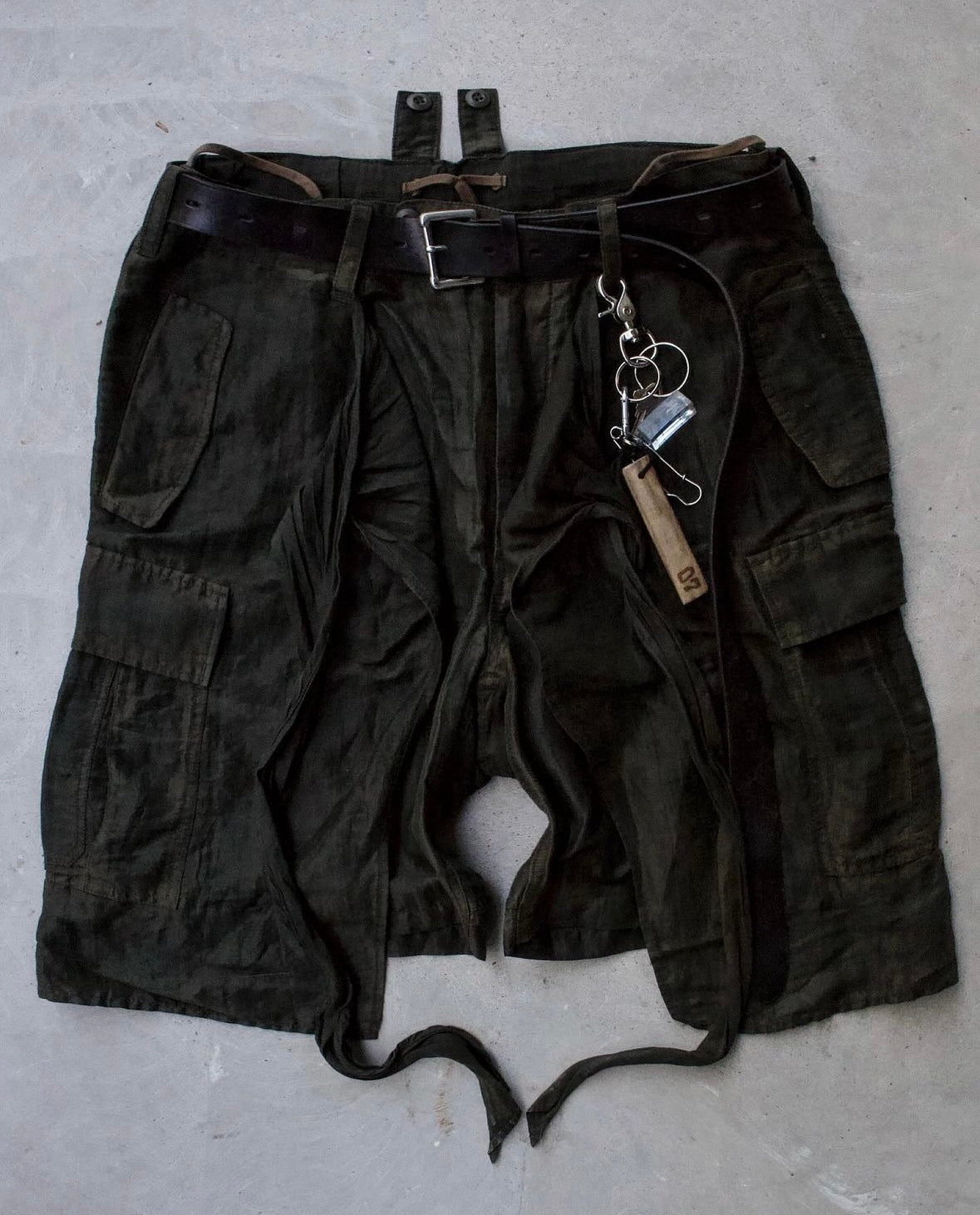 MiharaYasuhiro SS10 Runway Linen Hybrid Wrap Cargo Shorts