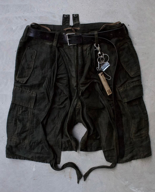 MiharaYasuhiro SS10 Runway Linen Hybrid Wrap Cargo Shorts