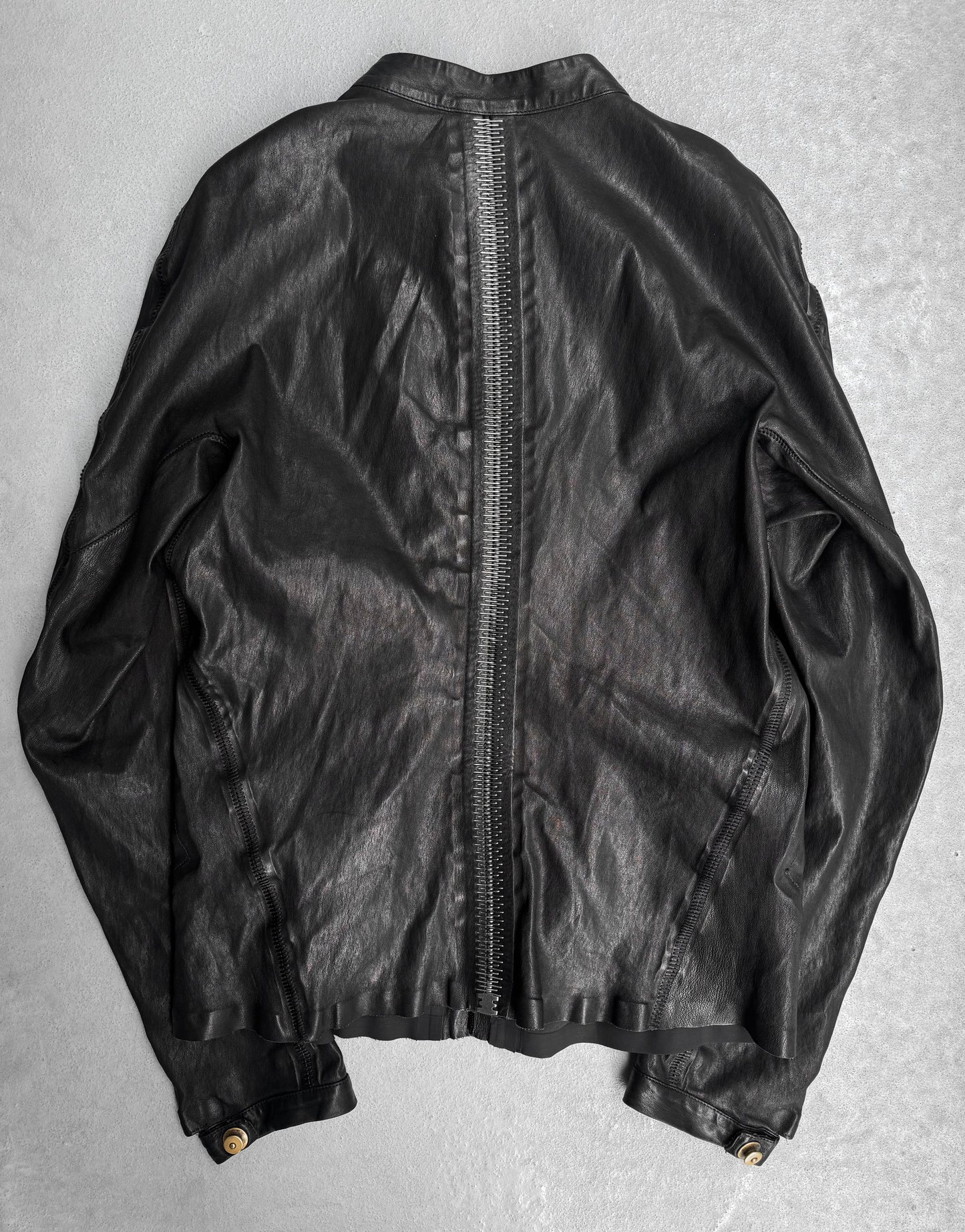 Isaac Sellam : “Experience” Black Lambskin Seamless Bute Crasse Pouille Spine Jacket