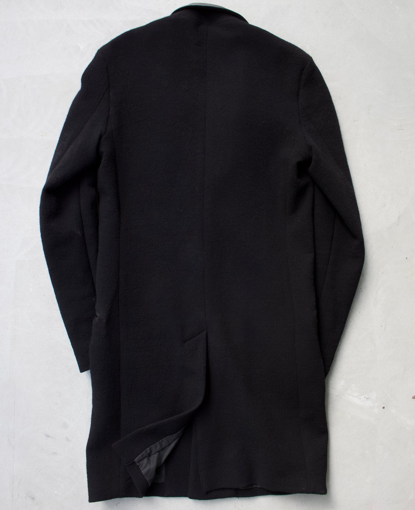 Isamu Katayama “BACKLASH” AW15 Calf Tanin Leather Trim Wool Coat