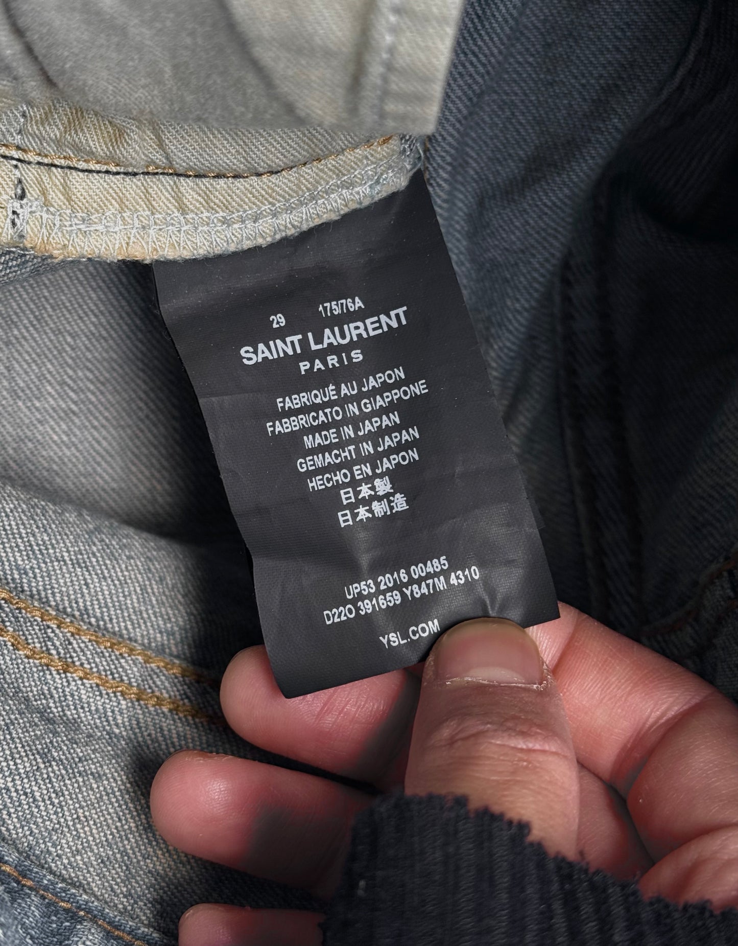 Saint Laurent Paris SS15 Blue ‘D02’ Light-distressed Crash Skinny Denim