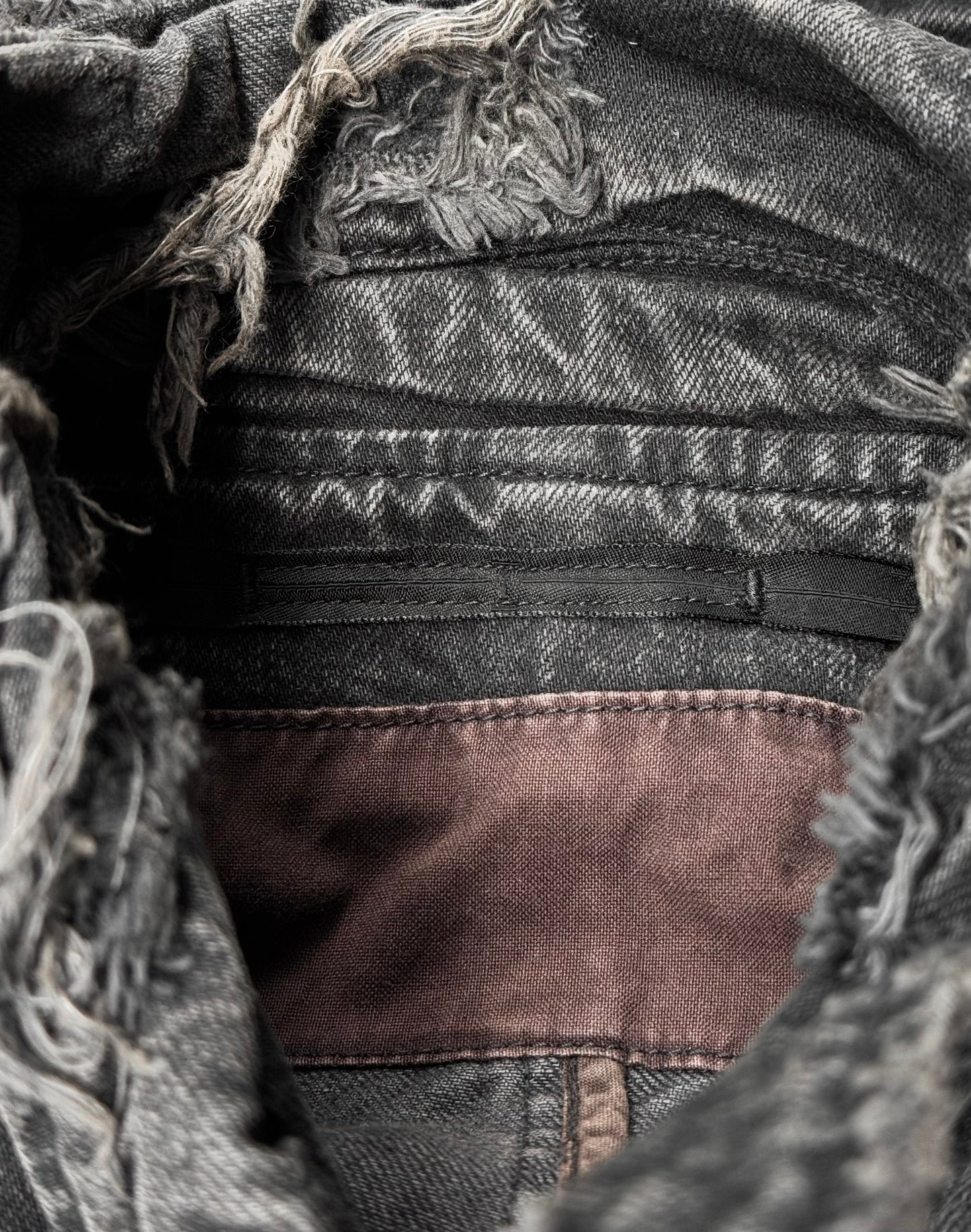 Julius_7 SS18 “Acid Glaciers;” Limited Edition Distressed 12oz Denim Biker Jacket