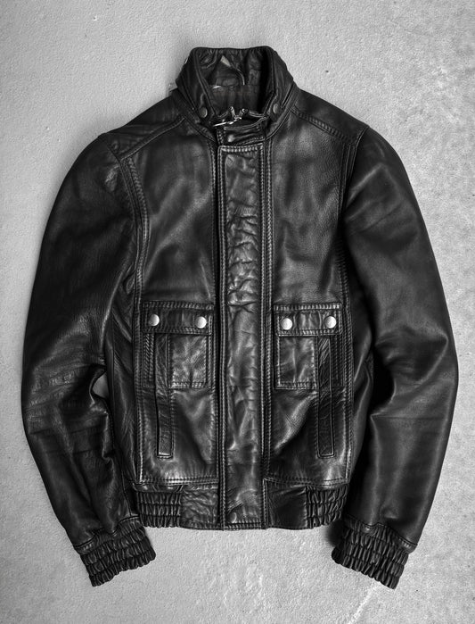 DIOR HOMME AW08 by Kris Van Assche Leather Double Pockets Rider Jacket