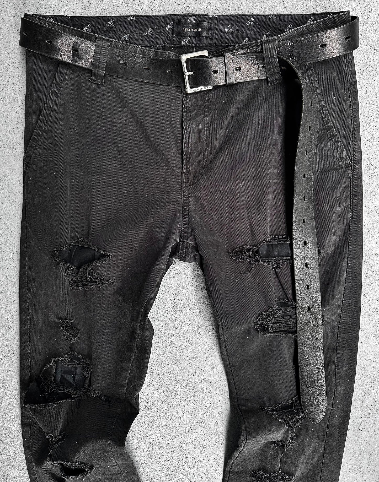 UNDERCOVER SS15 Distressed Cotton Skinny Pants