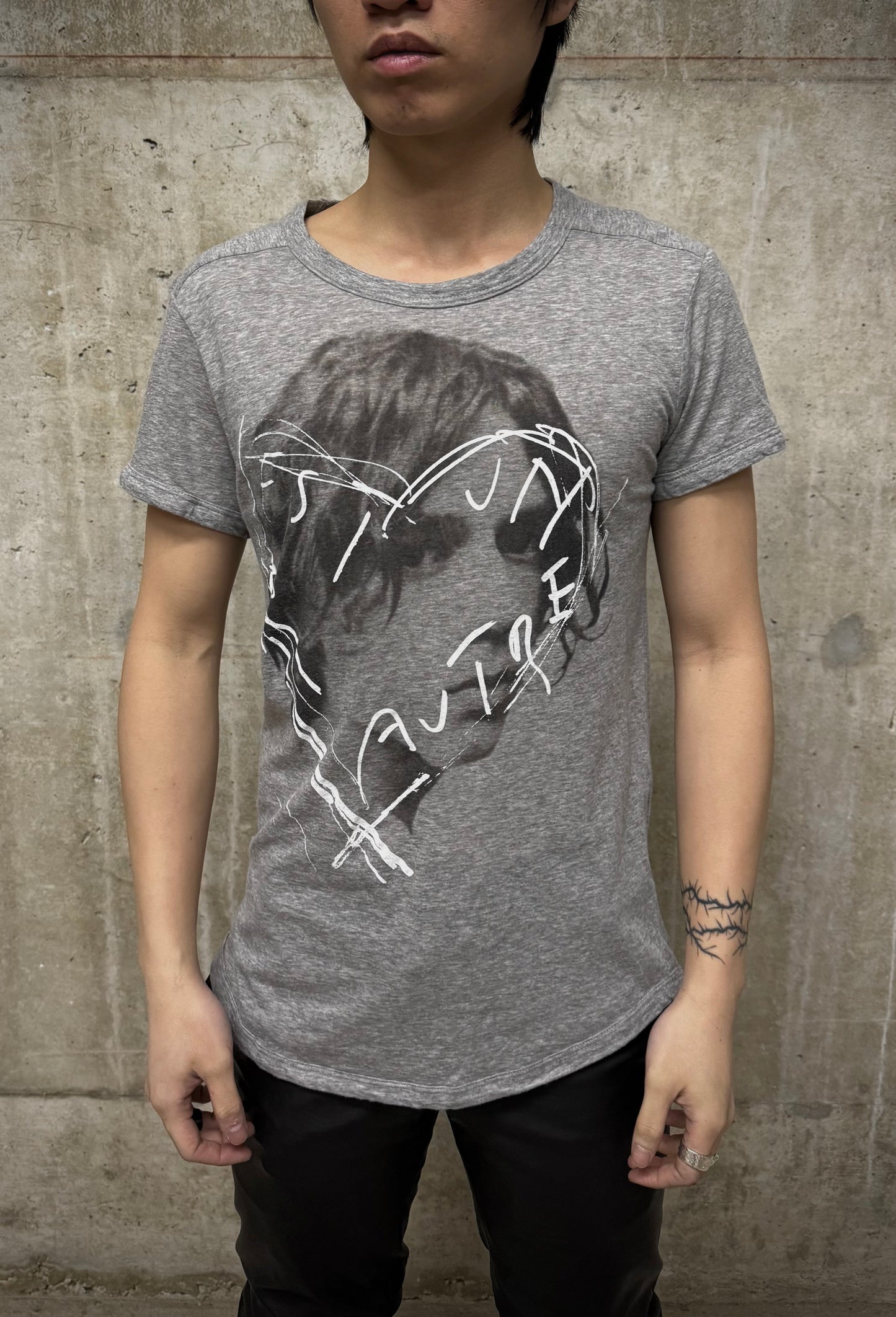 Ann Demeulemeester SS05 Asymmetric Portrait T-shirt detail | DRIEW GARMENTS