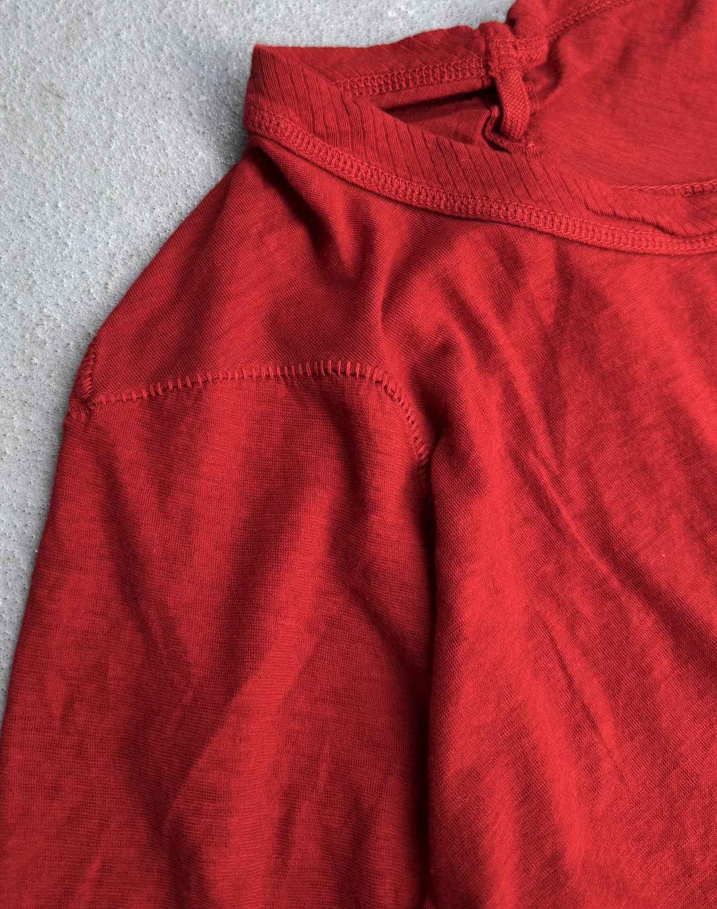 Boris Bidjan Saberi AW15 Overlock ‘TS1-TF’ Red Obejct-dyed T-shirt