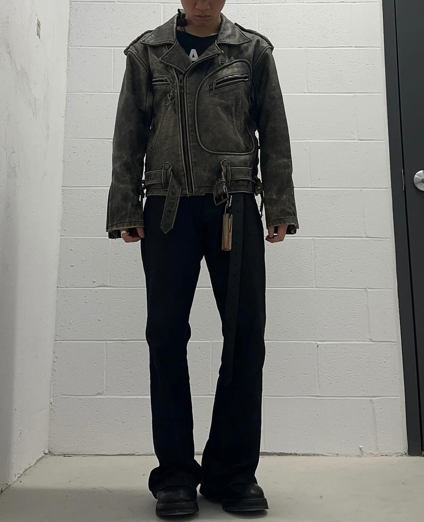 KADOYA K’s Leather Early 00s Sun Faded Cowhide Leather Motorcycle Jacket