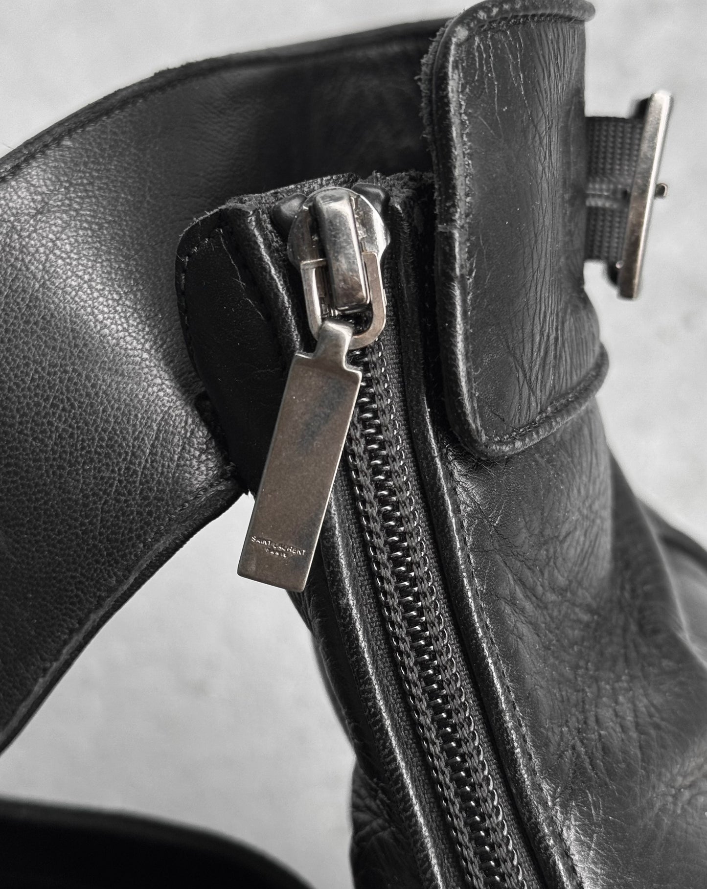 Saint Laurent Paris SS19 Age Leather ‘Miles 30’ Buckle Boots