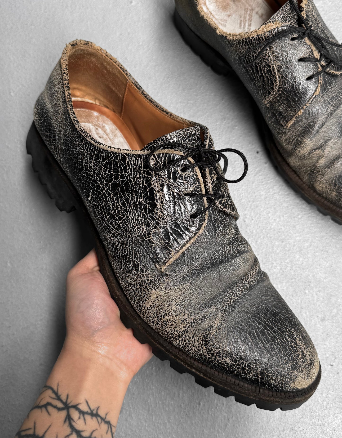 Maison Martin Margiela SS13 Cracked Leather Derbies
