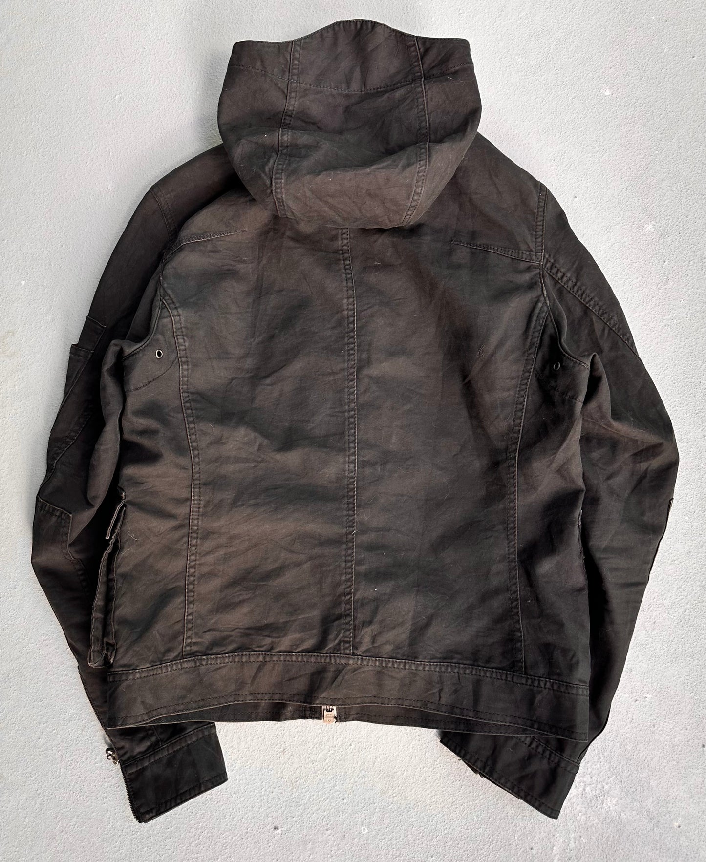 Nicole Club For Men Early 00s Multi-pocket ‘Fireman’ Hooded Rider Jacket