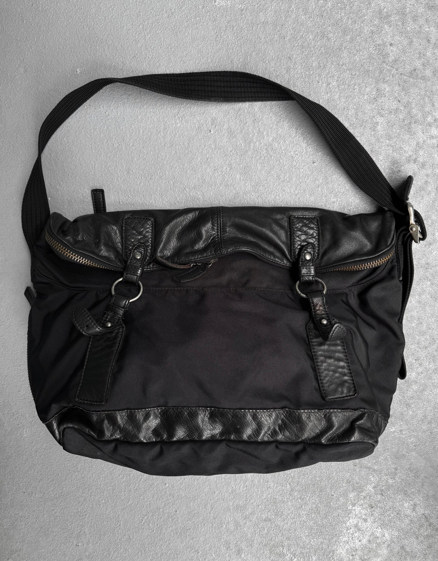 SAN Hideaki Mihara Early 00s Nylon Cow Leather Trim Side Bag
