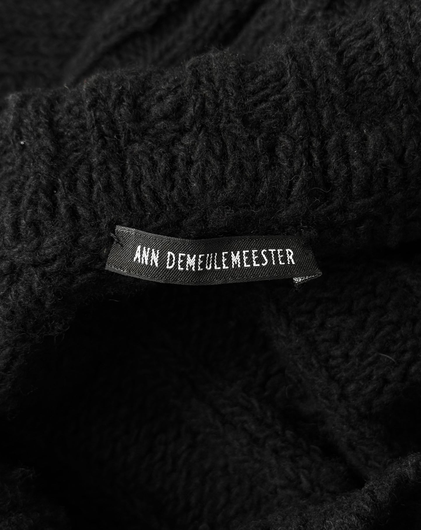 Ann Demeulemeester Early 00s Wide Collar Wool Cable Knit Henley Sweater