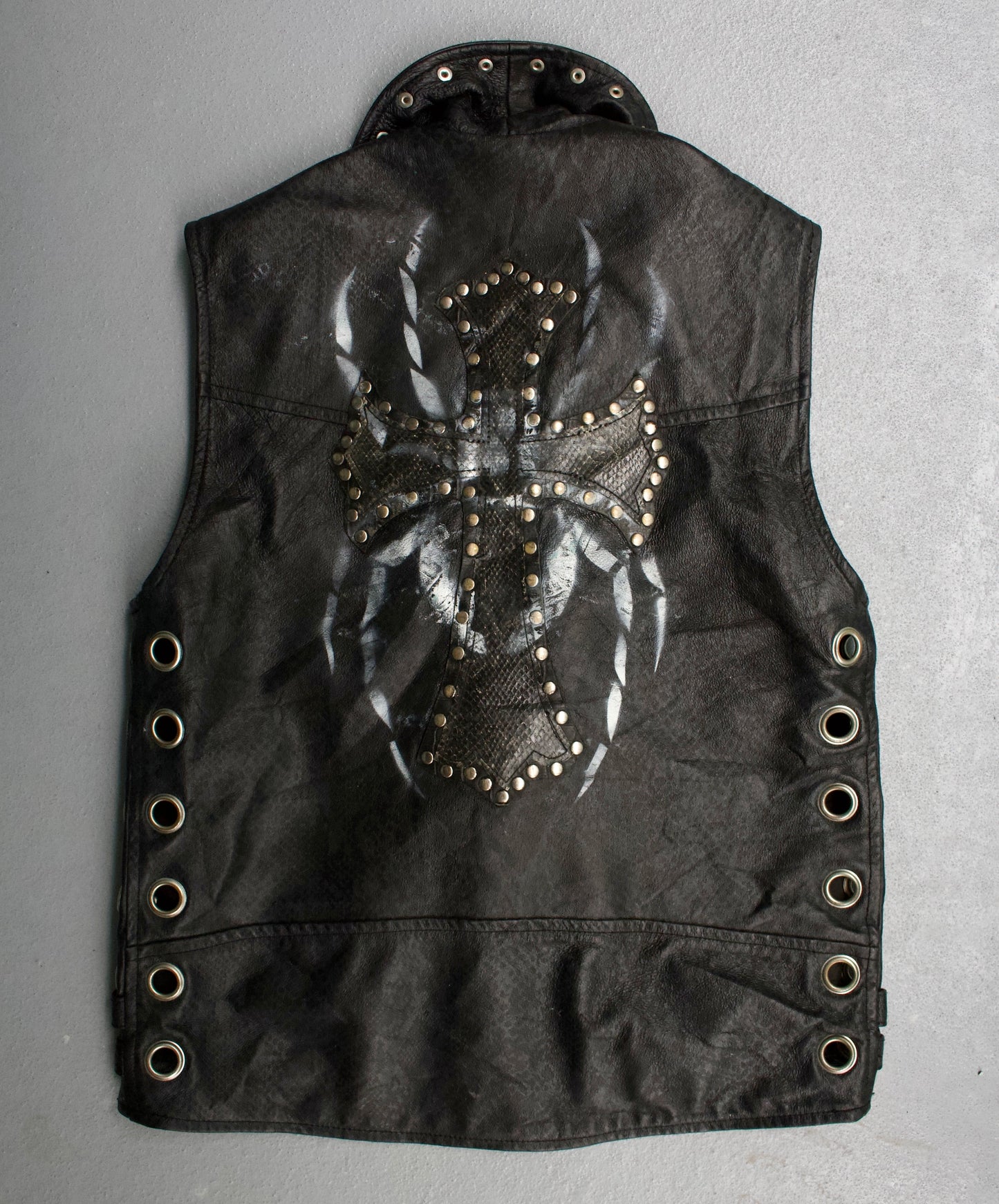h.NAOTO x VOLKS “Rockers H Baby” 00s Punk Studded Leather Vest