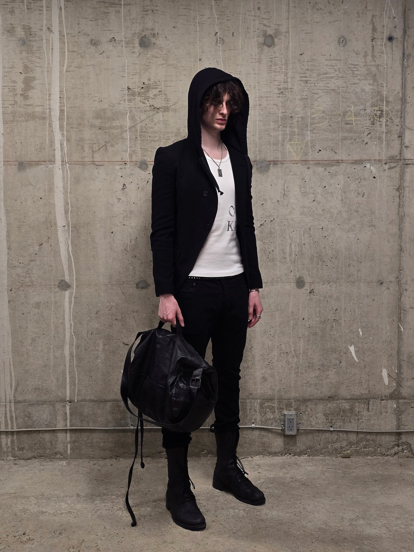 Ann Demeulemeester 2010s Black Virgin Wool Hooded Blazer
