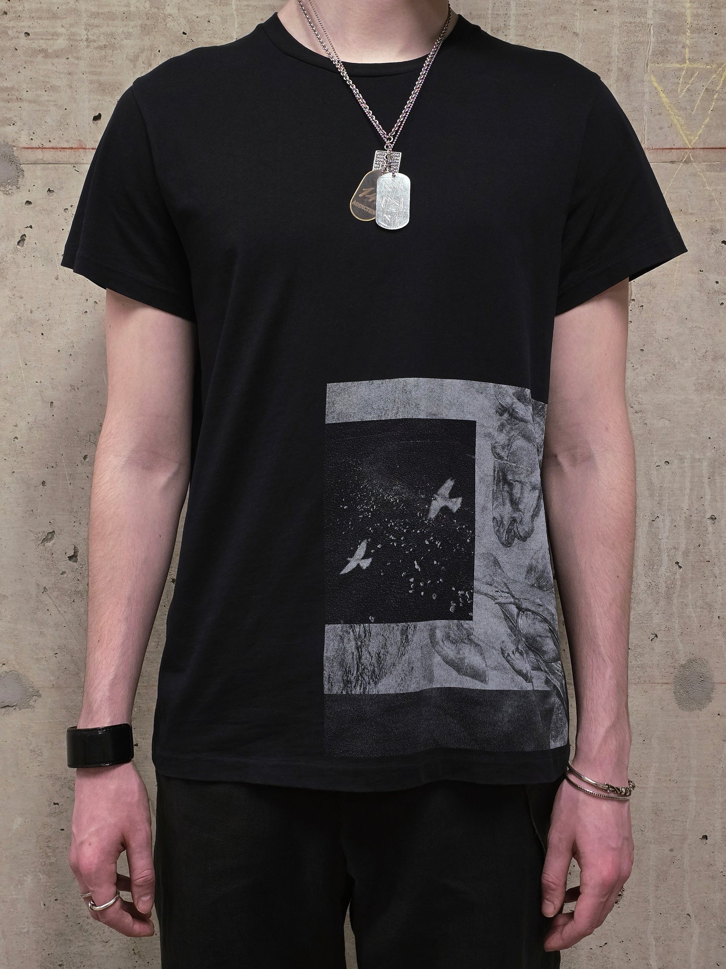Ann Demeulemeester AW20 Washed Black 'Nature' Print Graphic T-Shirt