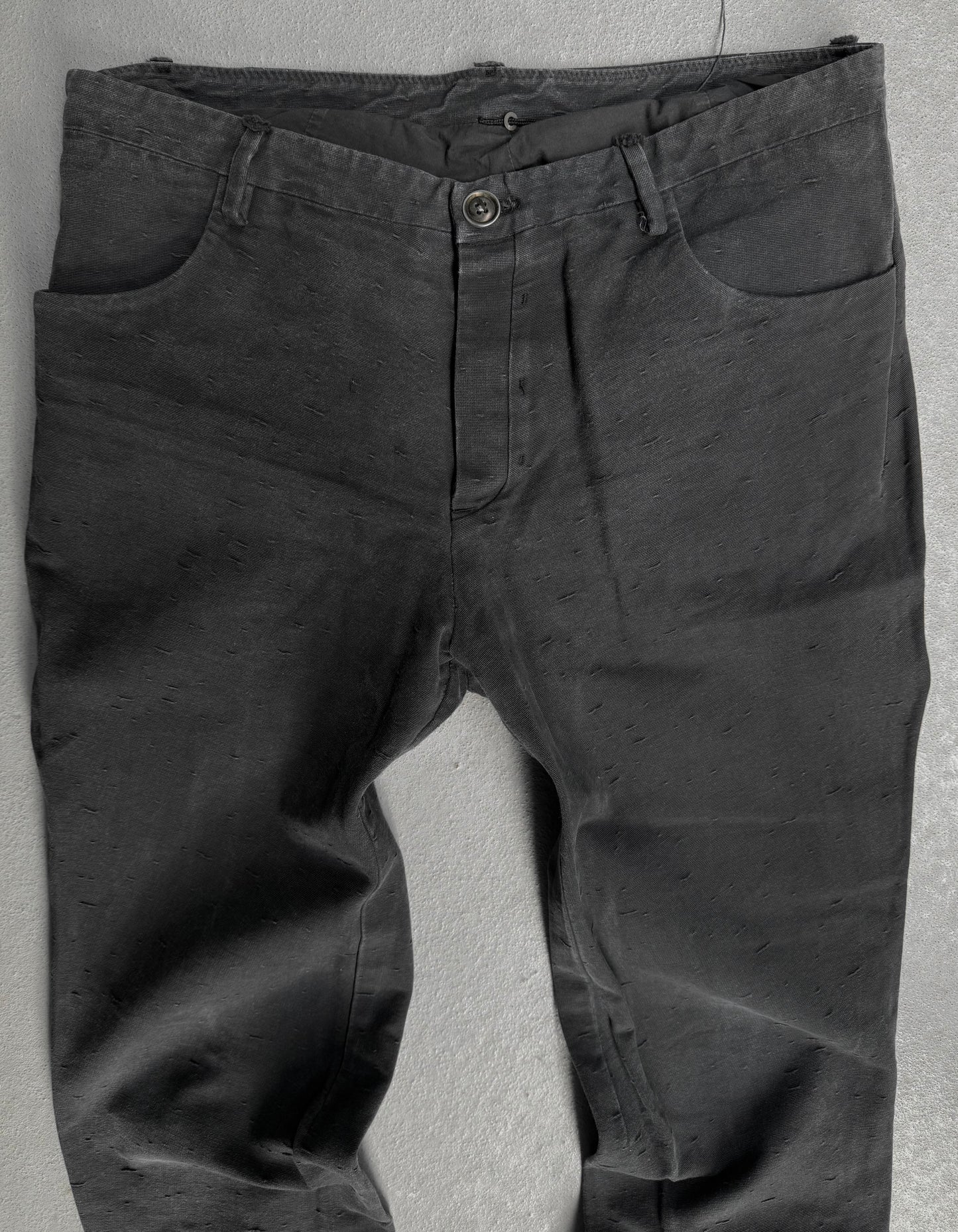 Label Under Construction Charcoal Grey Frayed Hem Trousers