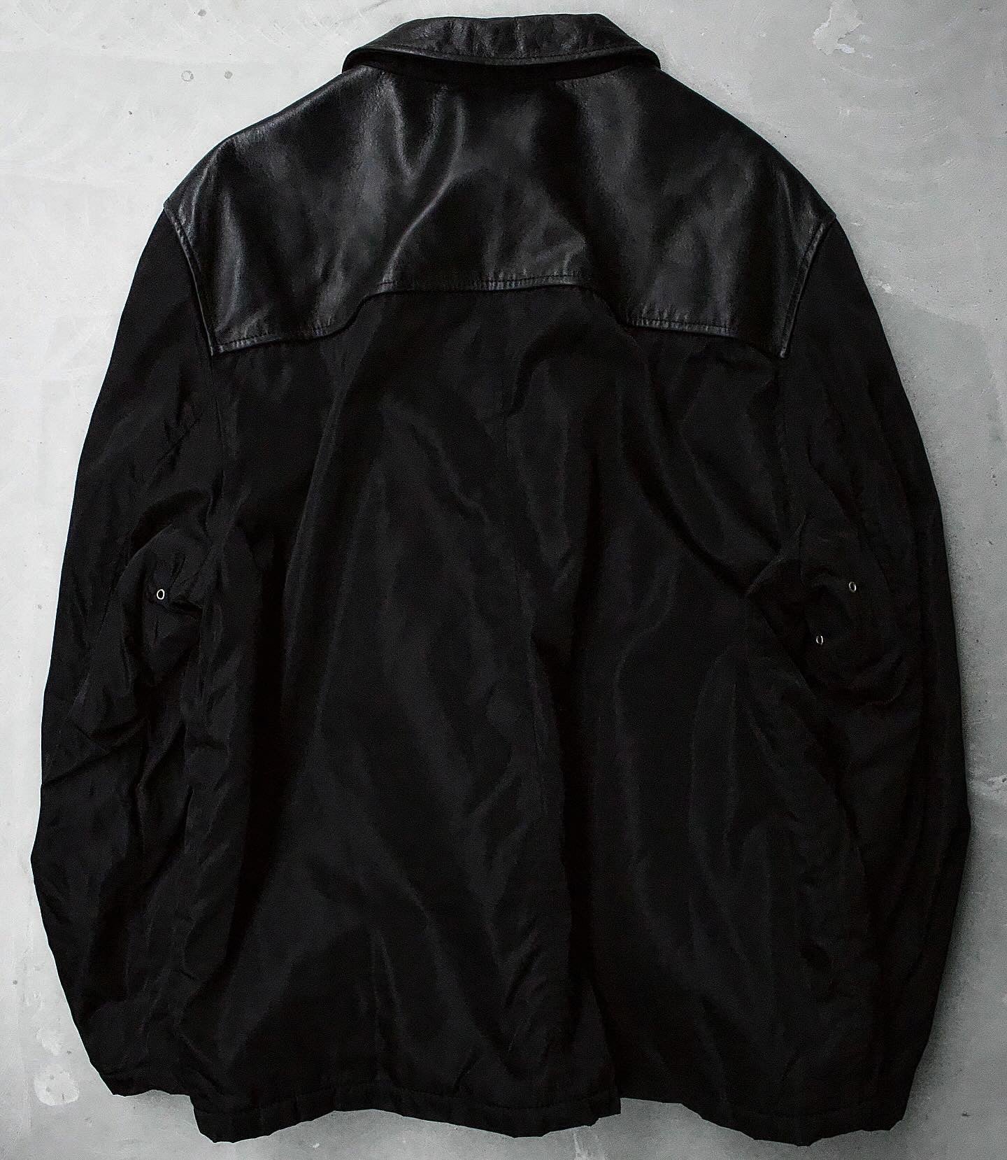 Prada Late 90s Convertible 2-in-1 Leather Nylon Liner Vest Work Jacket