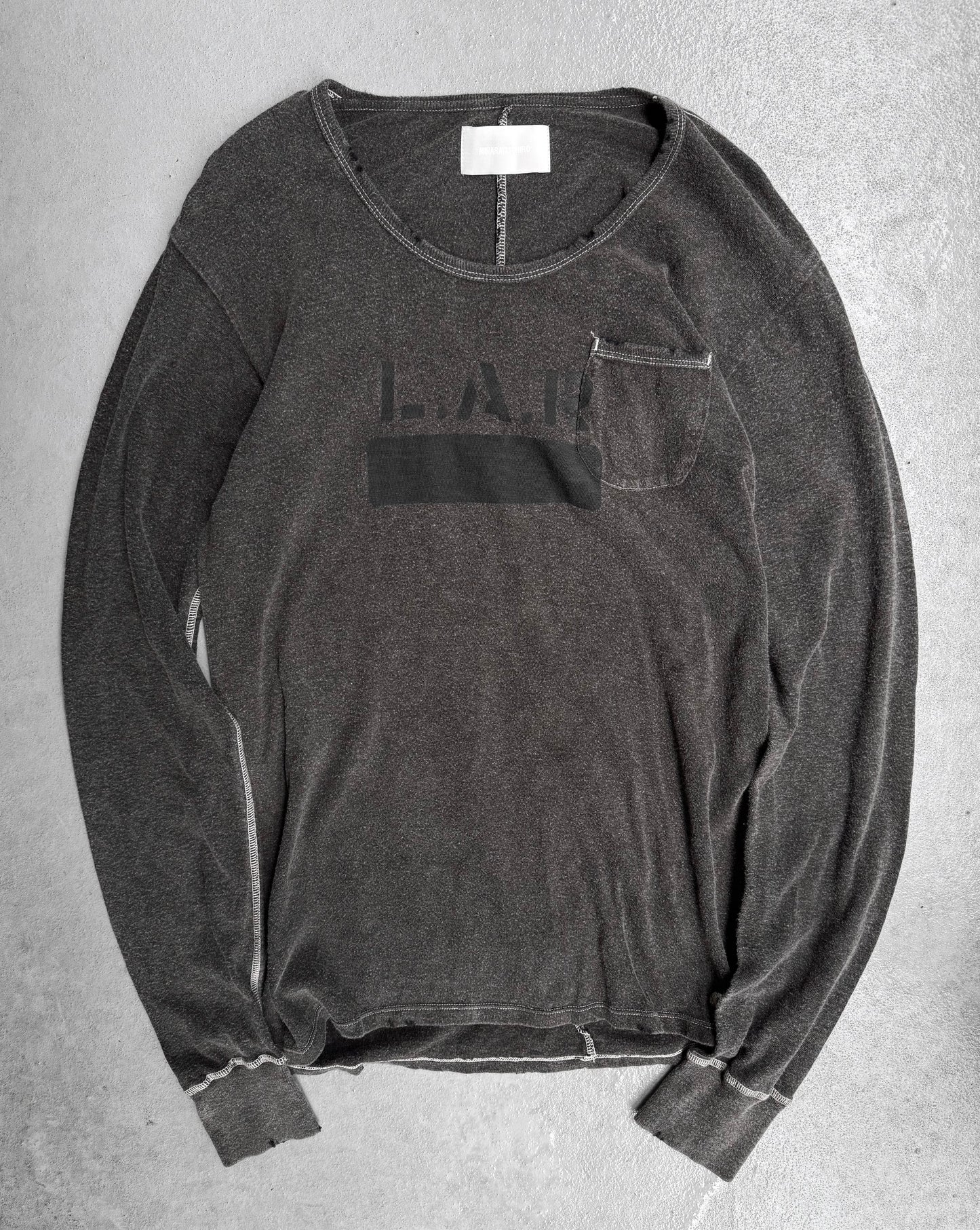 MiharaYasuhiro AW10 ‘L.A.R’ Graphic Washed Grey Long-sleeves