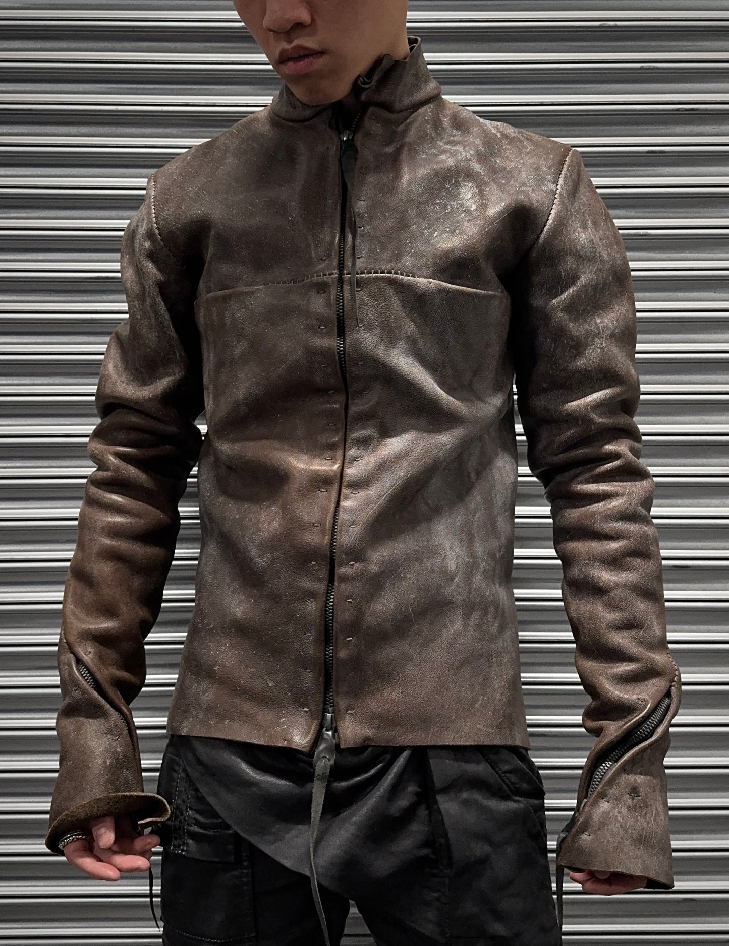 m.a+ by Maurizio Amadei ‘J224Z*’ Molded Horse Leather Rider Jacket