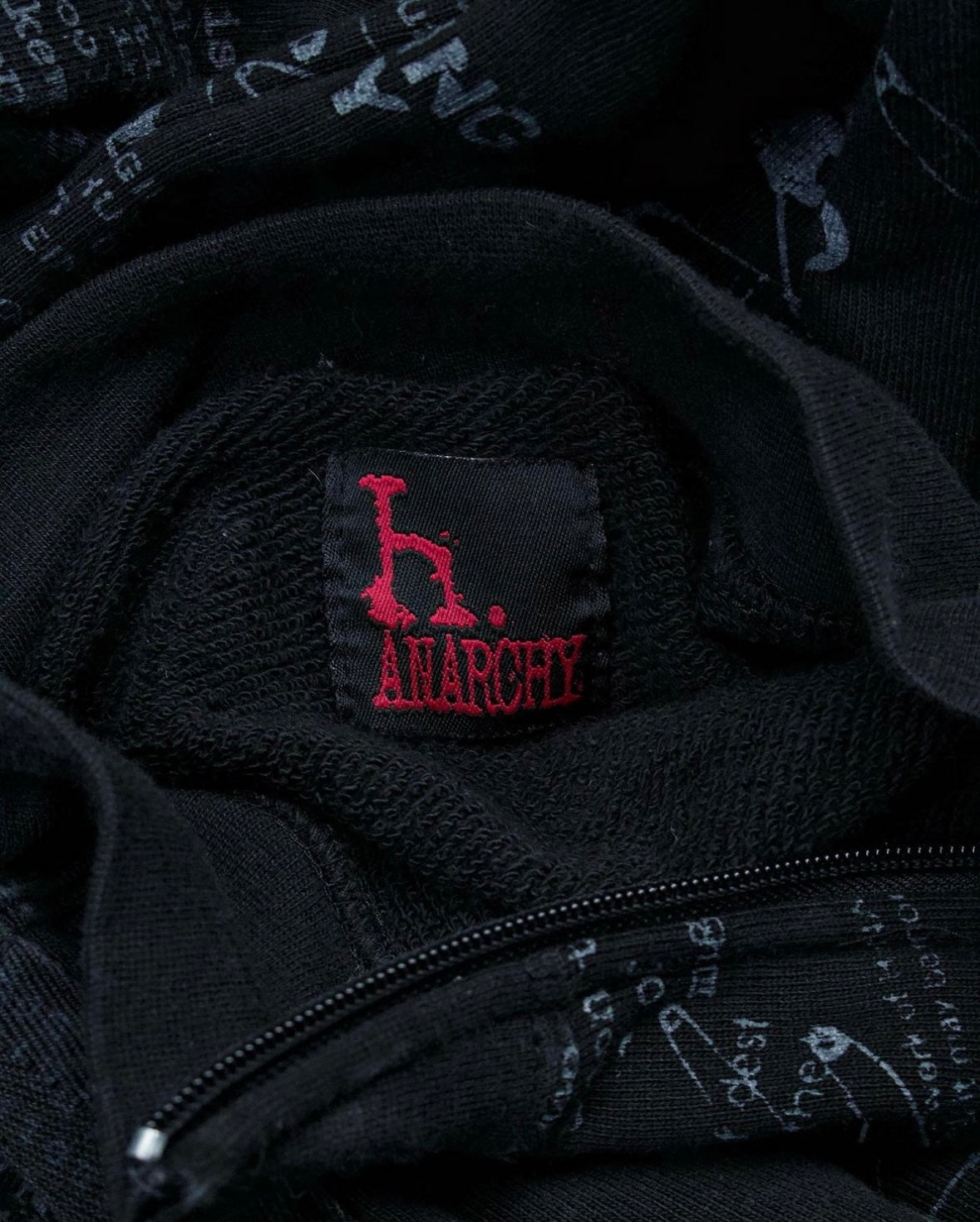 h.NAOTO h.ARNACHY Early 00s Punk Typewrite Graphic Zip-Up Track Jacket