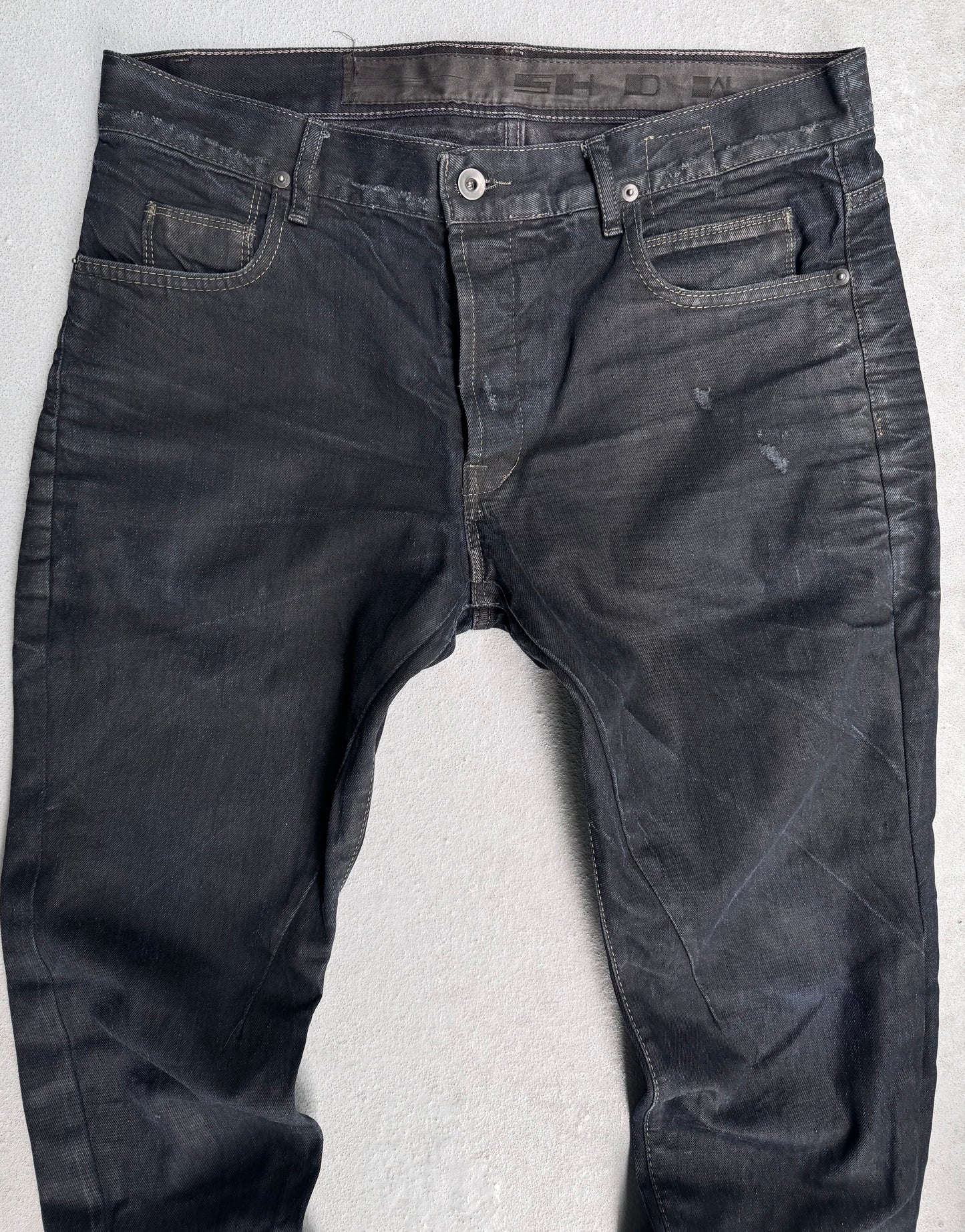 Rick Owens DRKSHDW Early 00s Indigo Waxed ‘Detroit Cut’ Denim