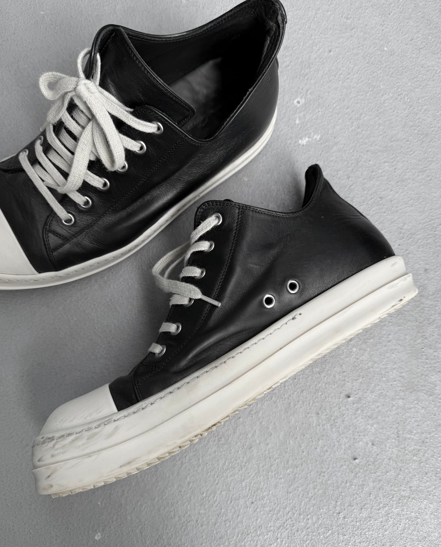 Rick Owens AW20 “PERFORMA” Black Leather Low-top Ramones Sneakers