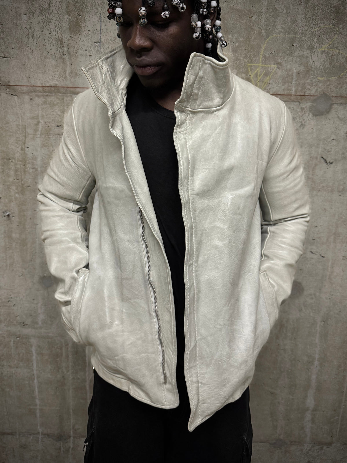 Carol Christian Poell 'LM/2599 BIAS-PTC/33' High Neck Bison Leather Jacket detail | DRIEW GARMENTS