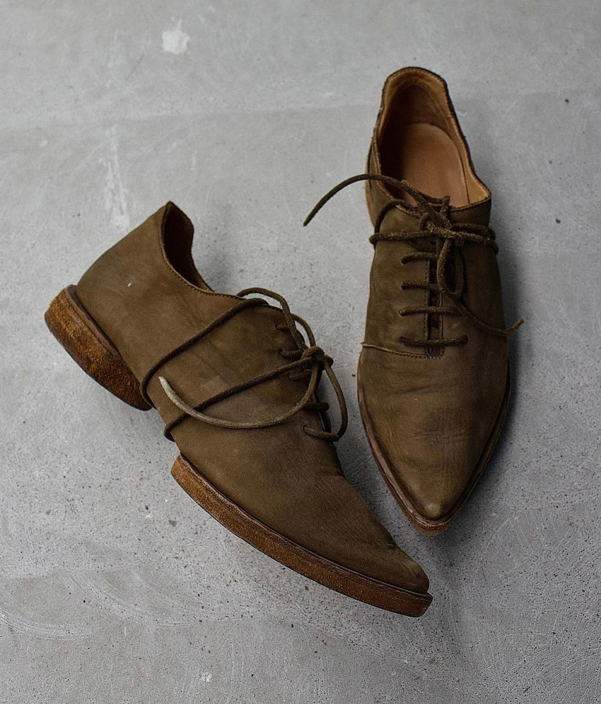 Uma Wang Point Toe Leather Derbies