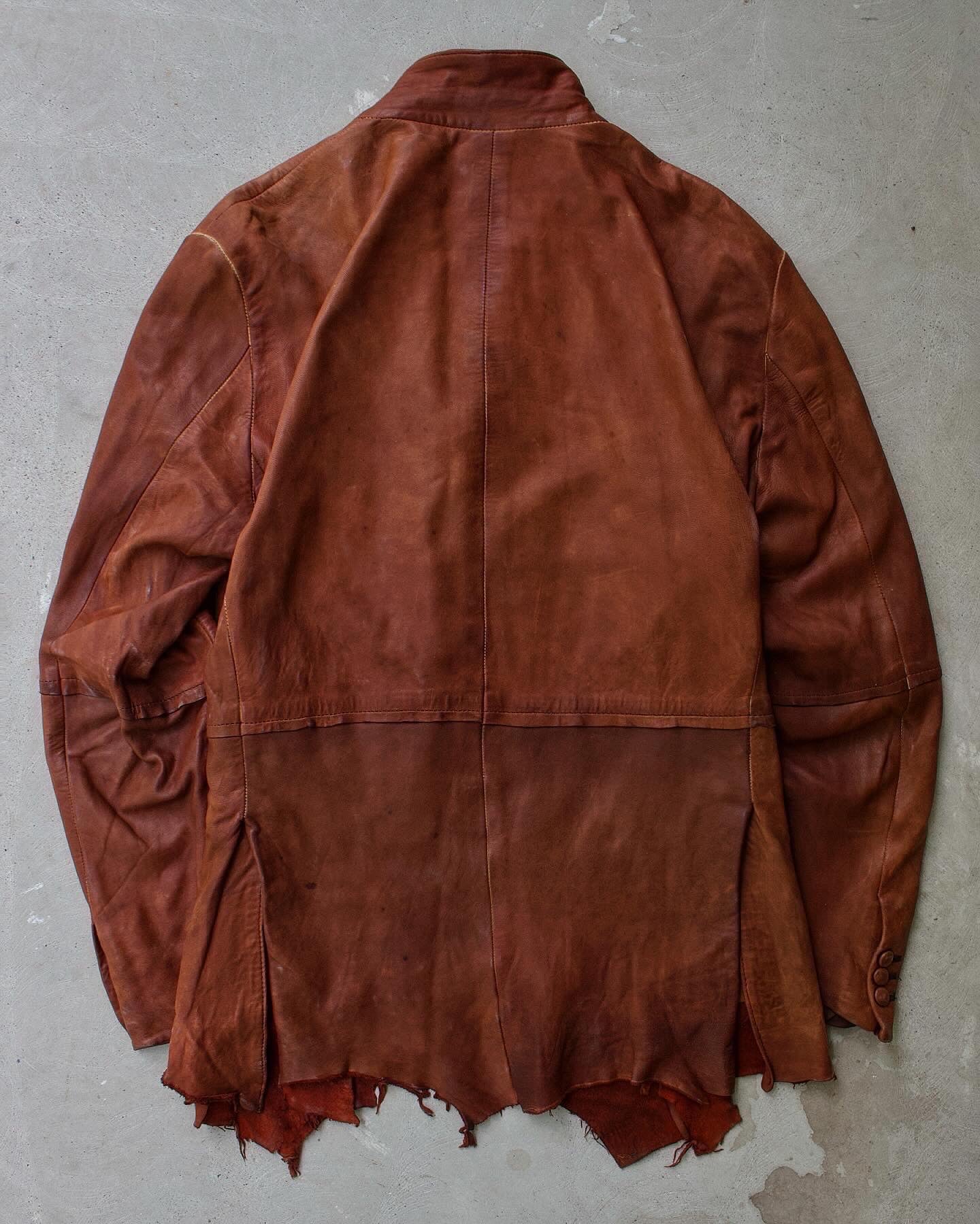 MiharaYasuhiro AW03 Over-dyed Distressed Sheepskin Leather Jacket