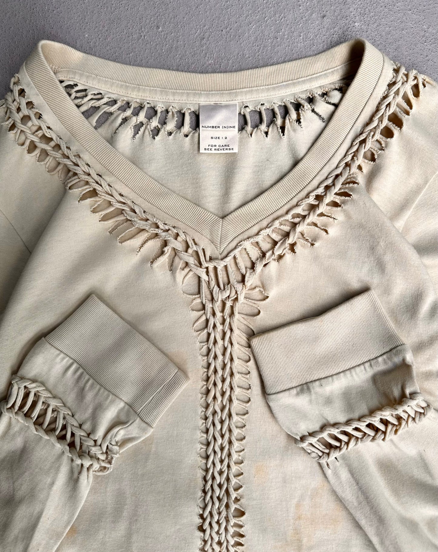 Number (N)ine SS07 “About a Boy”Braided Cut-out Nude Long-sleeves