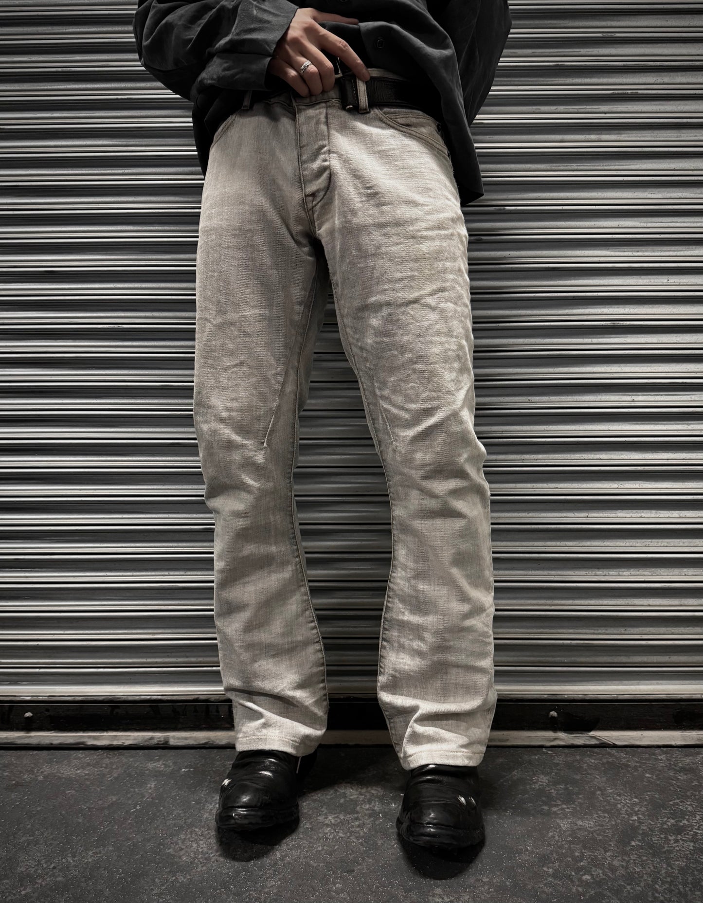 Rick Owens DRKSHDW AW06 “DUSTULATOR” Pearl ‘Bias’ Flare Bootcut Denim