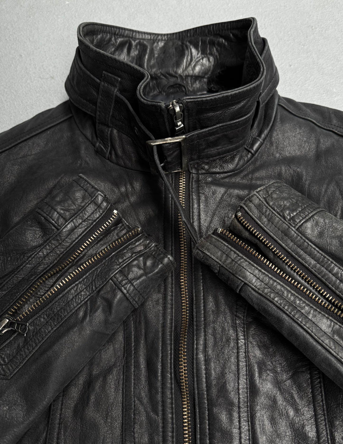 Tornado Mart Early 00s Faded Cowhide Leather Rider Jacket
