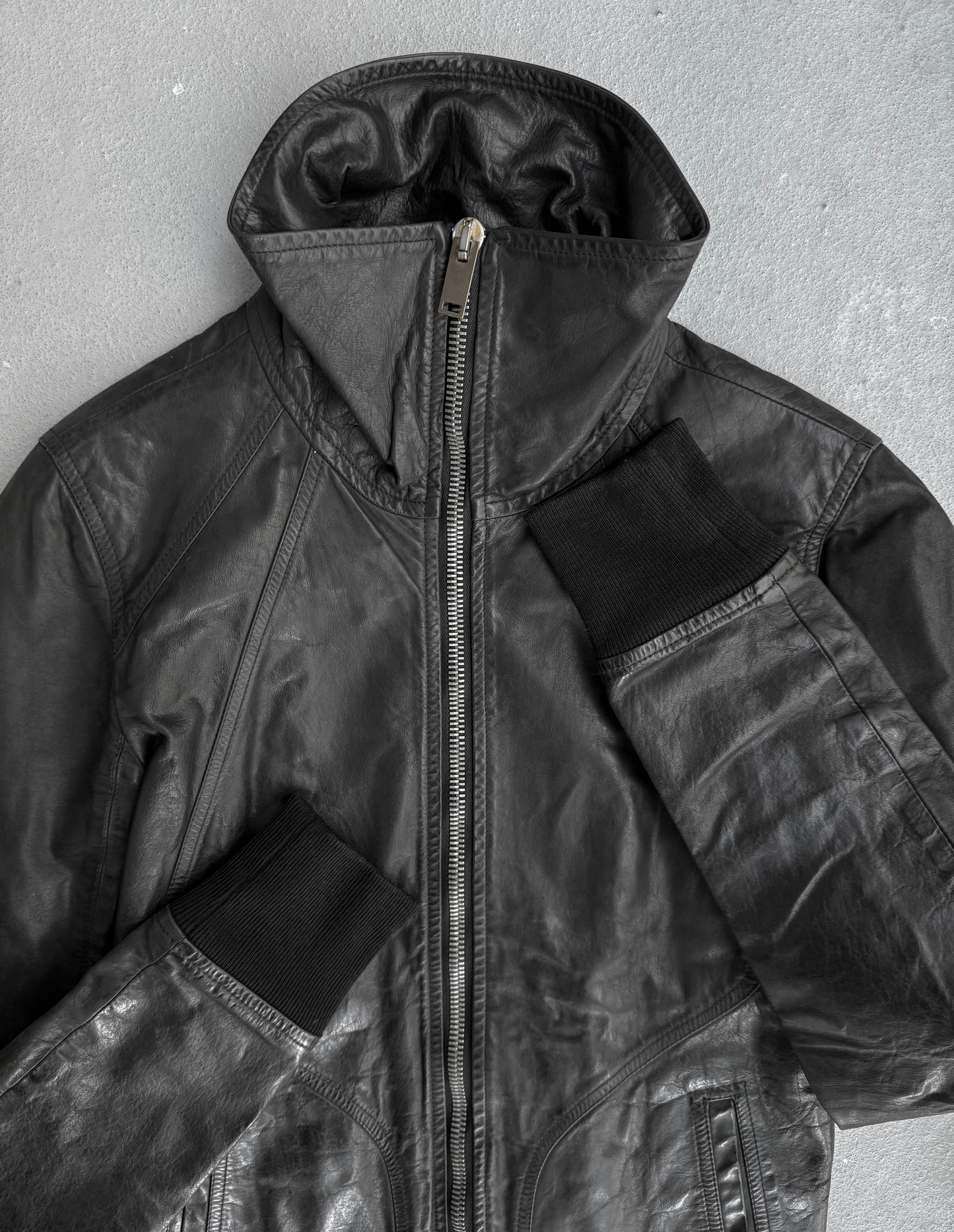 Rick Owens AW13 "PLINTH" High Neck Intarsia Calf Leather Jacket