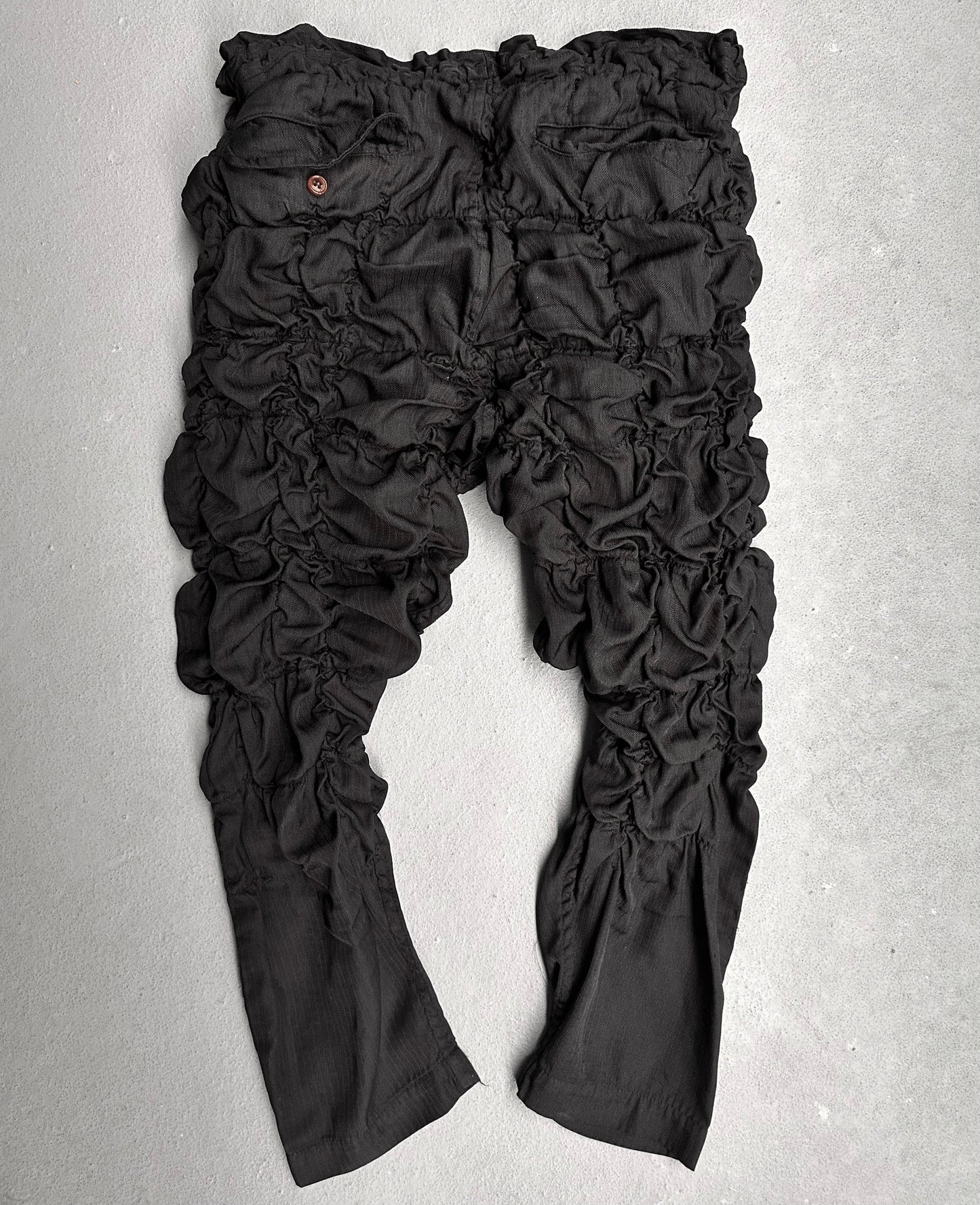 COMME des GARÇONS HOMME PLUS SS19 Ruched Ruffle Wool Pants
