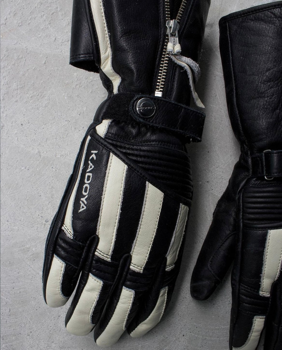 KADOYA Early 00s Stripe Padded Leather Motorcycle Gloves