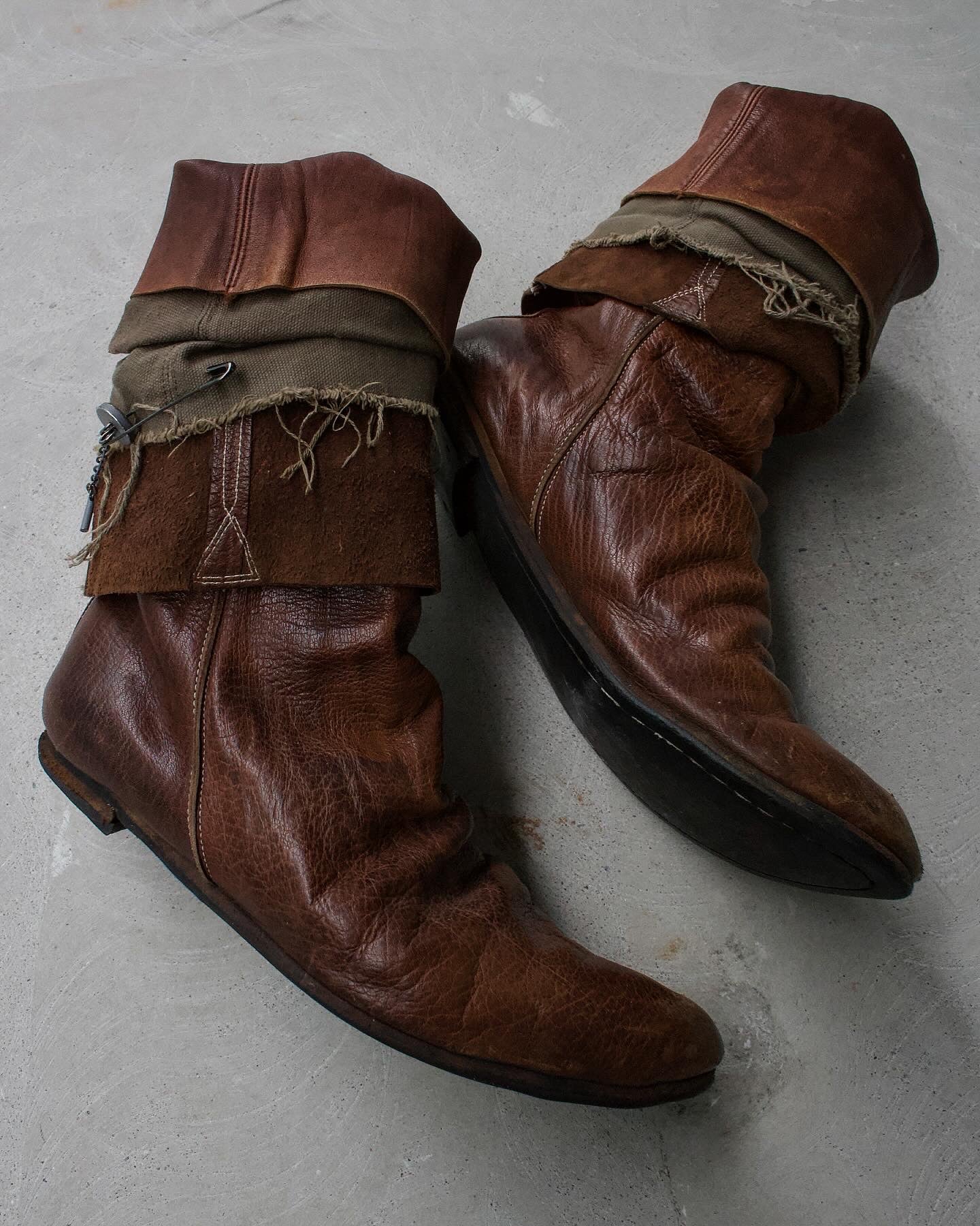 MiharaYasuhiro AW04 Layered Draped Leather Pirate Boots