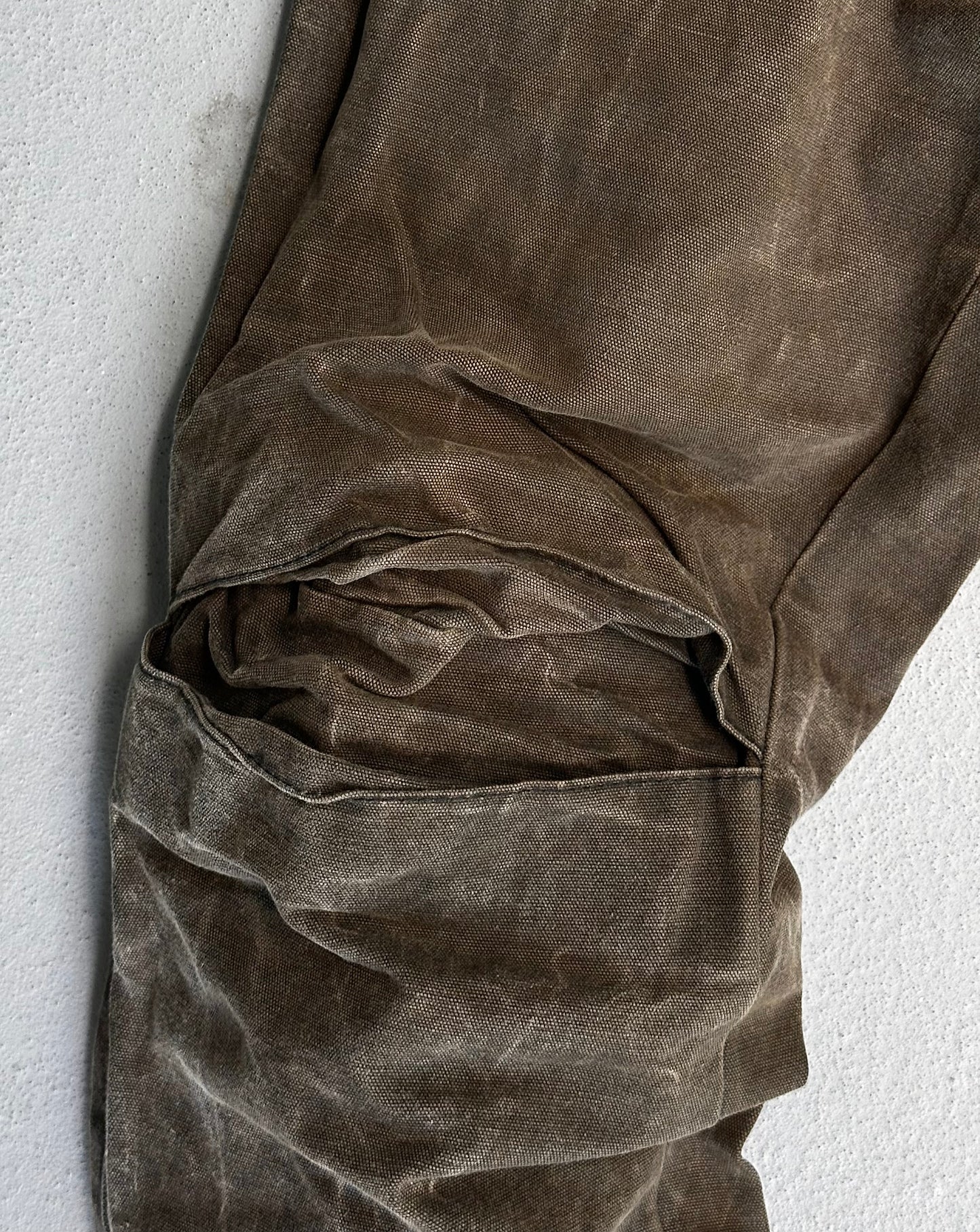 RipVanWinkle Early 00s ‘Front-zip’ Distressed Wax Bootcut Denim