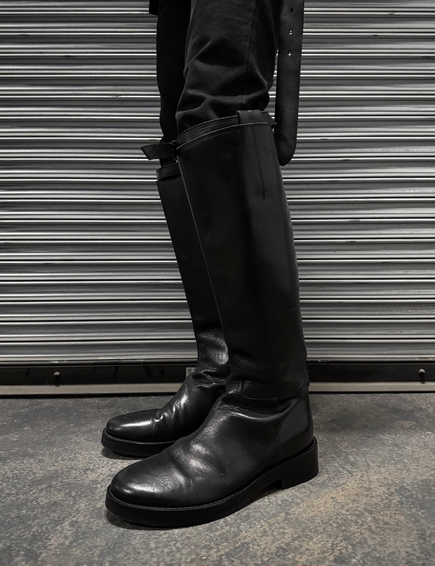 Ann Demeulemeester AW04 Knee-high ‘Tucson Nero’ Horse Riding Leather Boots