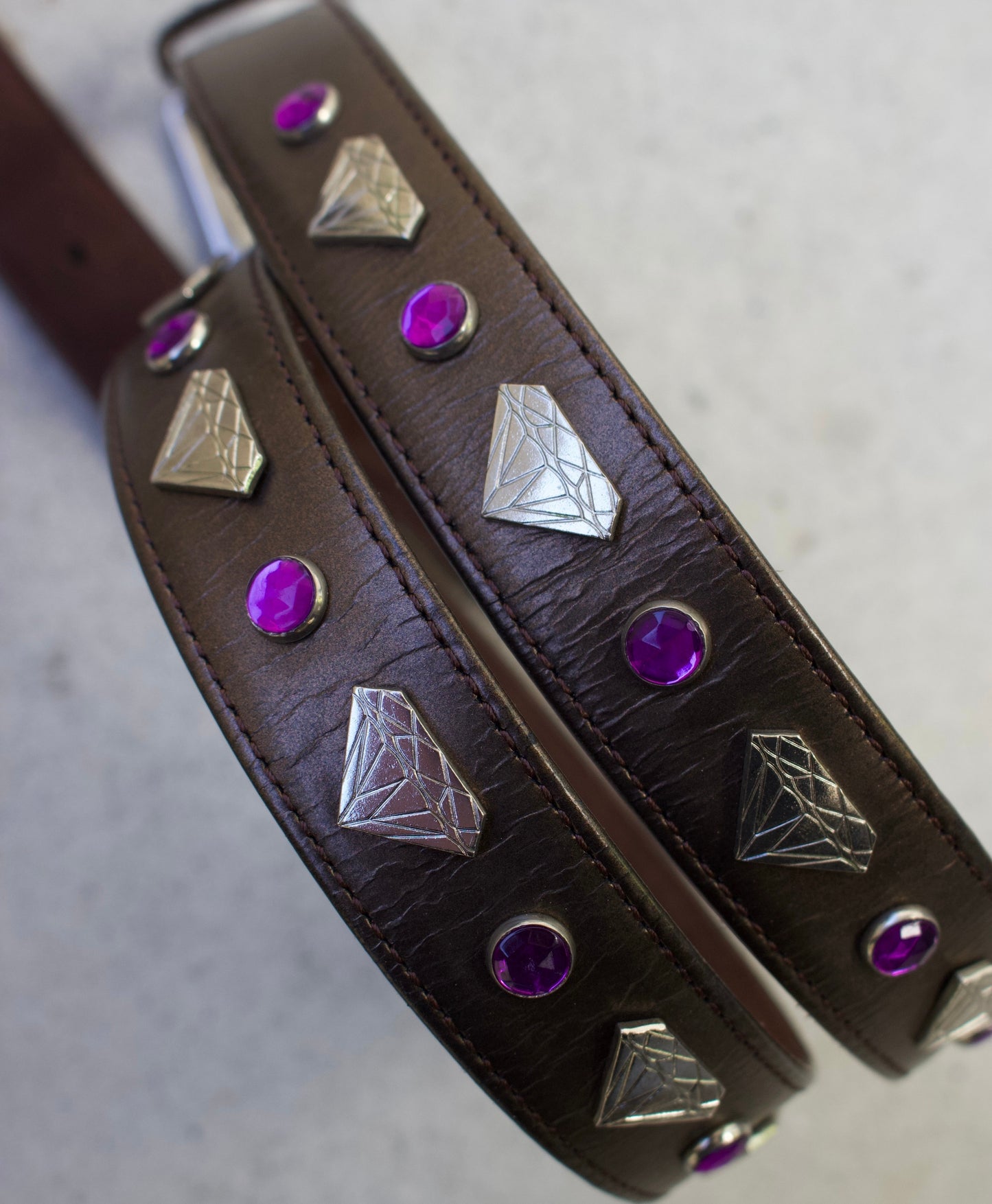 UNDERCOVER AW01 “D.A.V.F” Jewels Studded Metallic Leather Belt