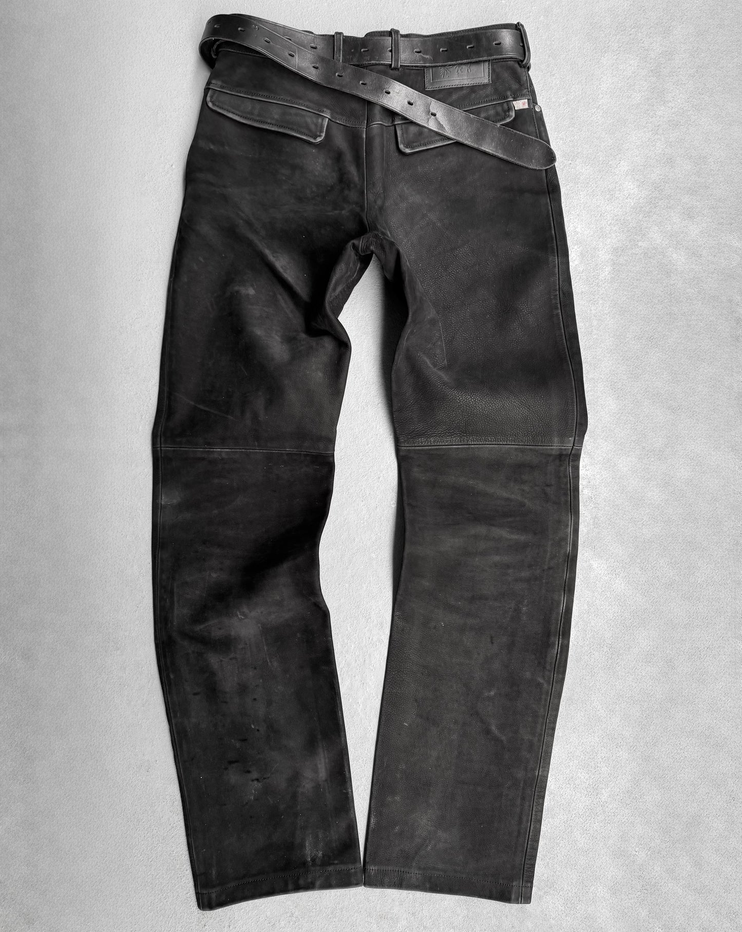 MiharaYasuhiro Late 90s Vegetable Tanned Cowhide Suede Leather Rider Pants