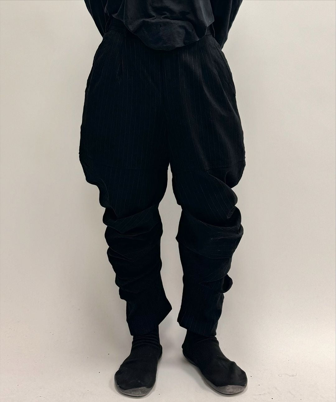 COMME des GARÇONS AW10 Wool Stripe Deformed Twisted Trousers